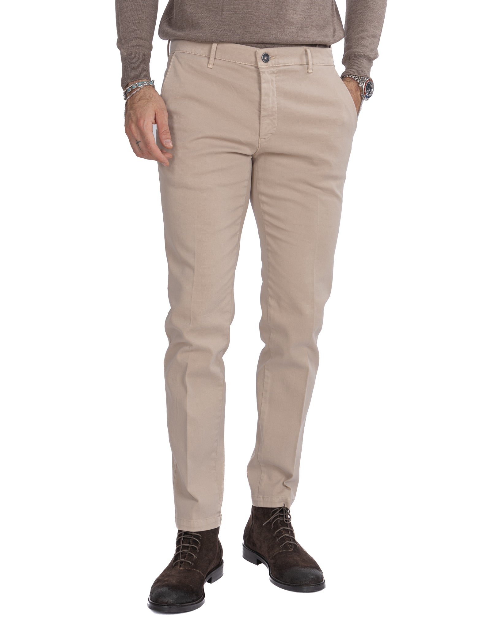 Jack trousers in beige textured cotton