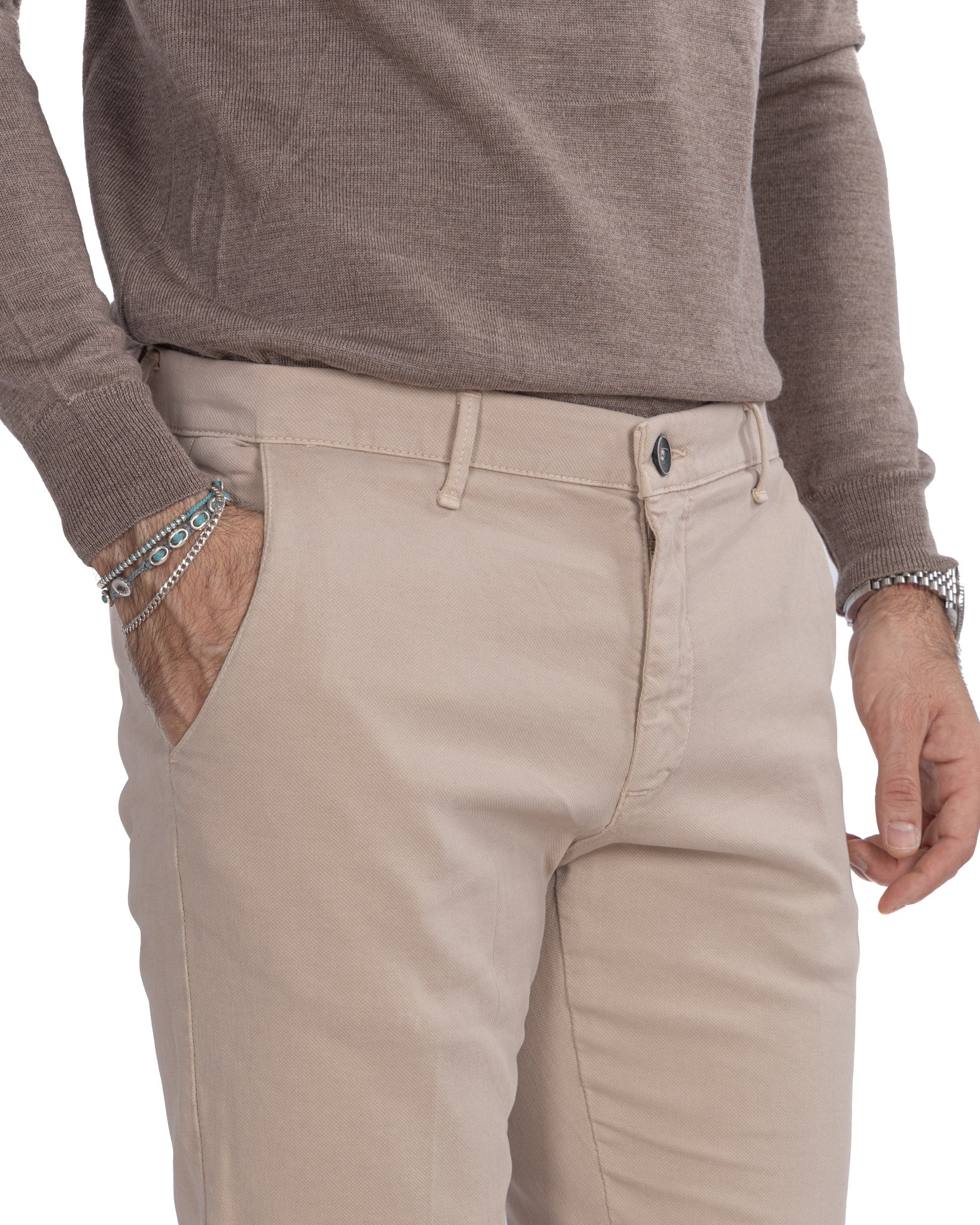 Jack trousers in beige textured cotton