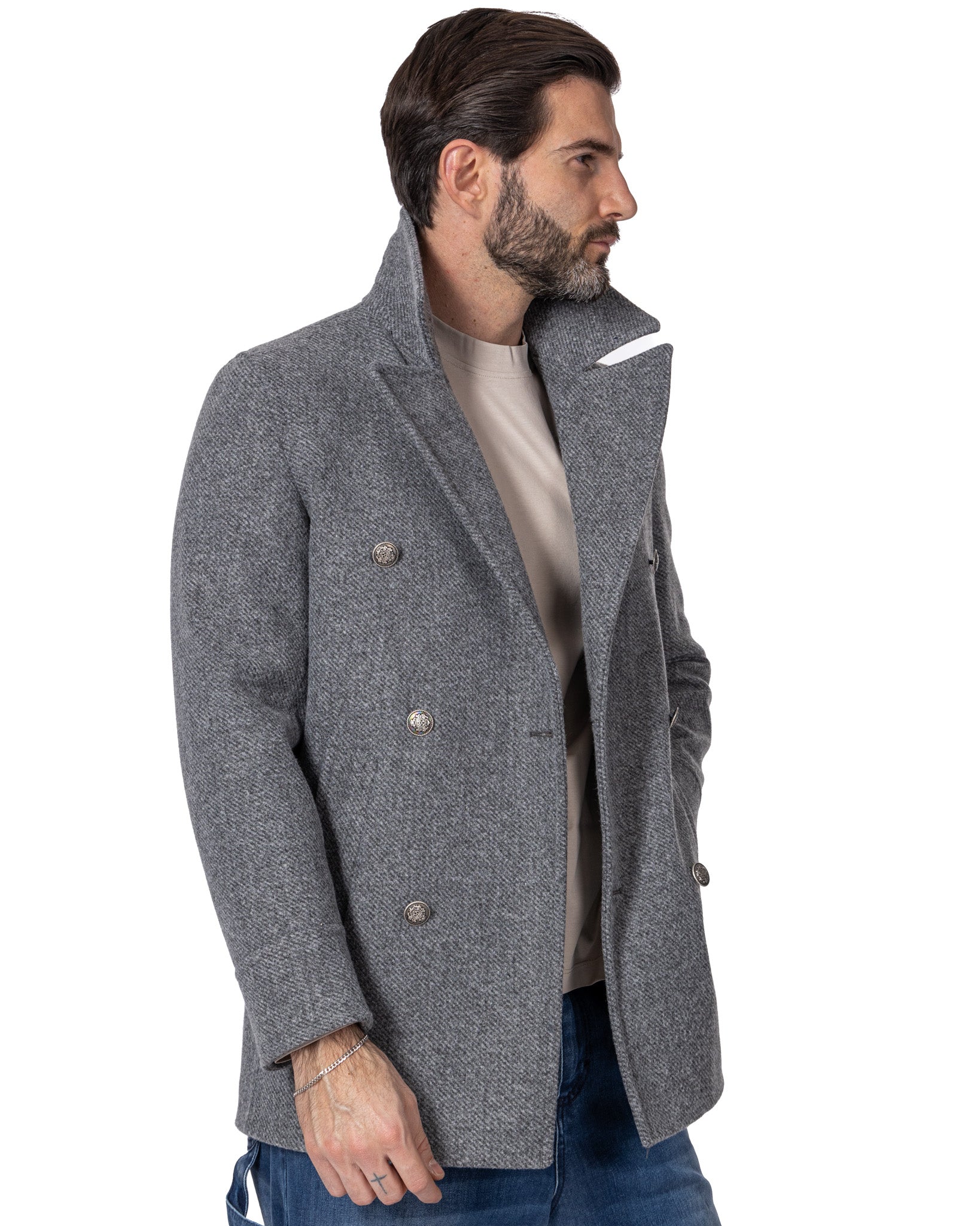 David - manteau 3/4 gris