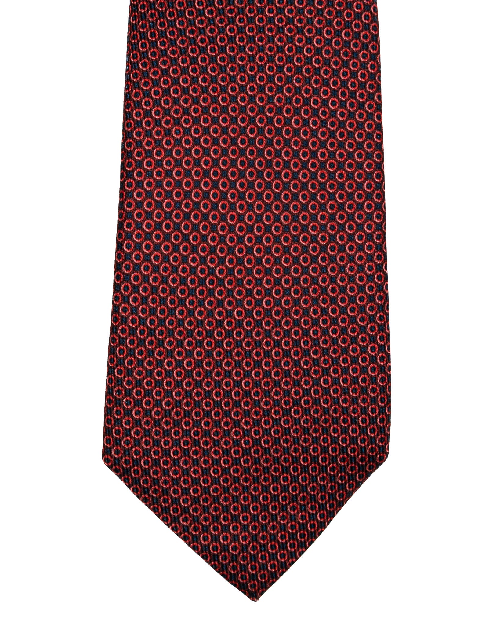 Tie - red and black seven fold silk pattern