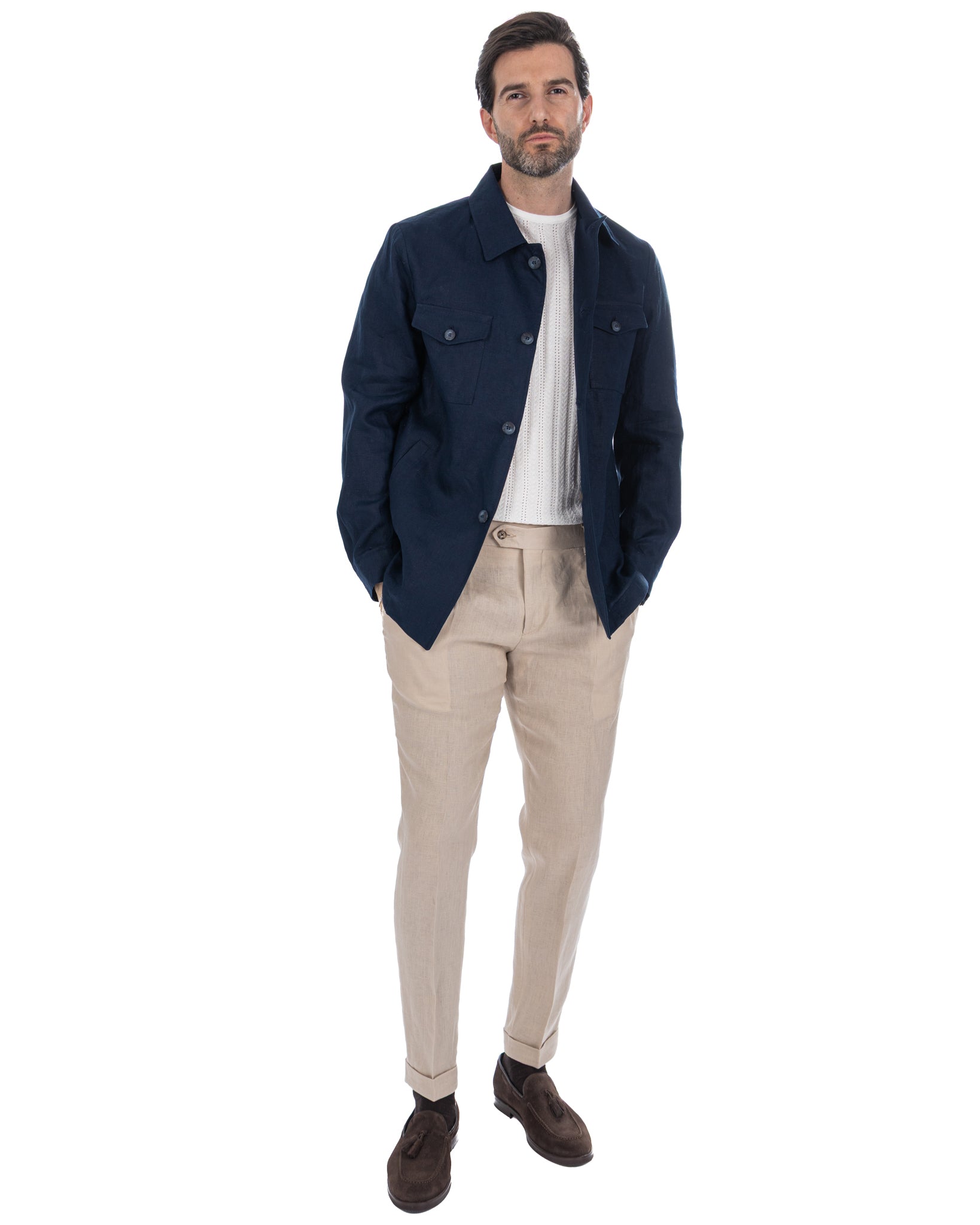 Offida - veste en pur lin bleu