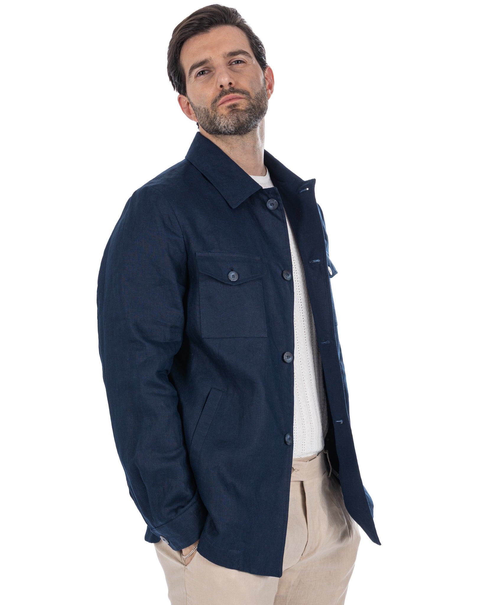 Offida - veste en pur lin bleu