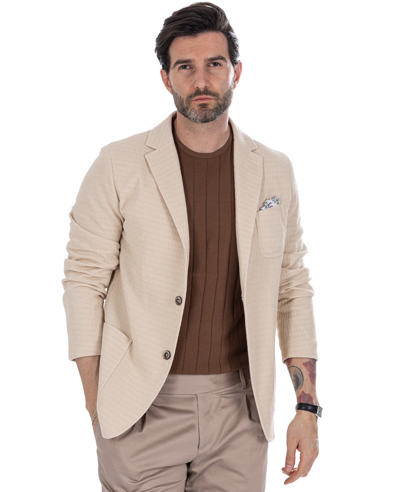 Hilo - Cream Single Breasted Knit Jacket
