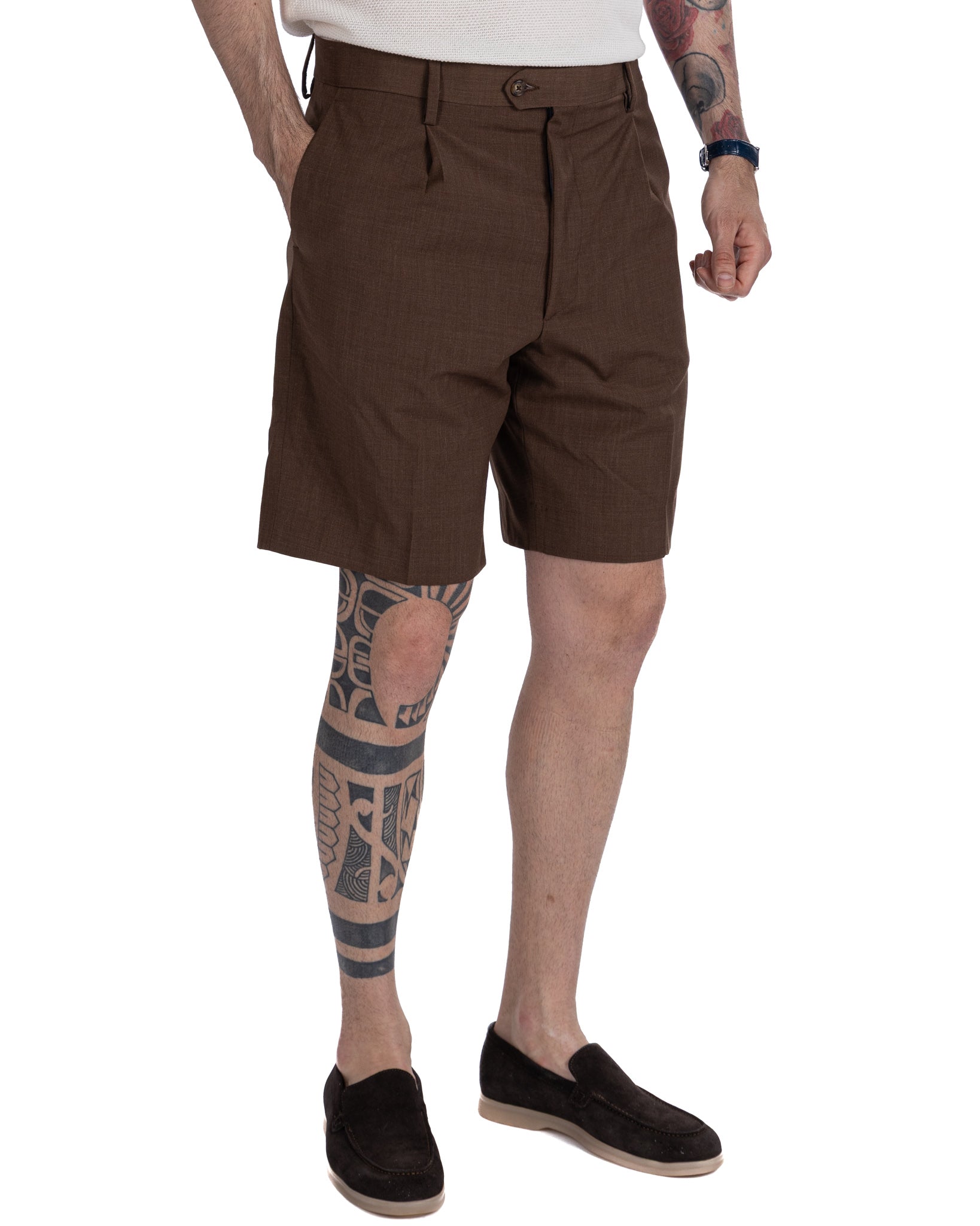 Colton - bermuda vita alta con pinces testa di moro