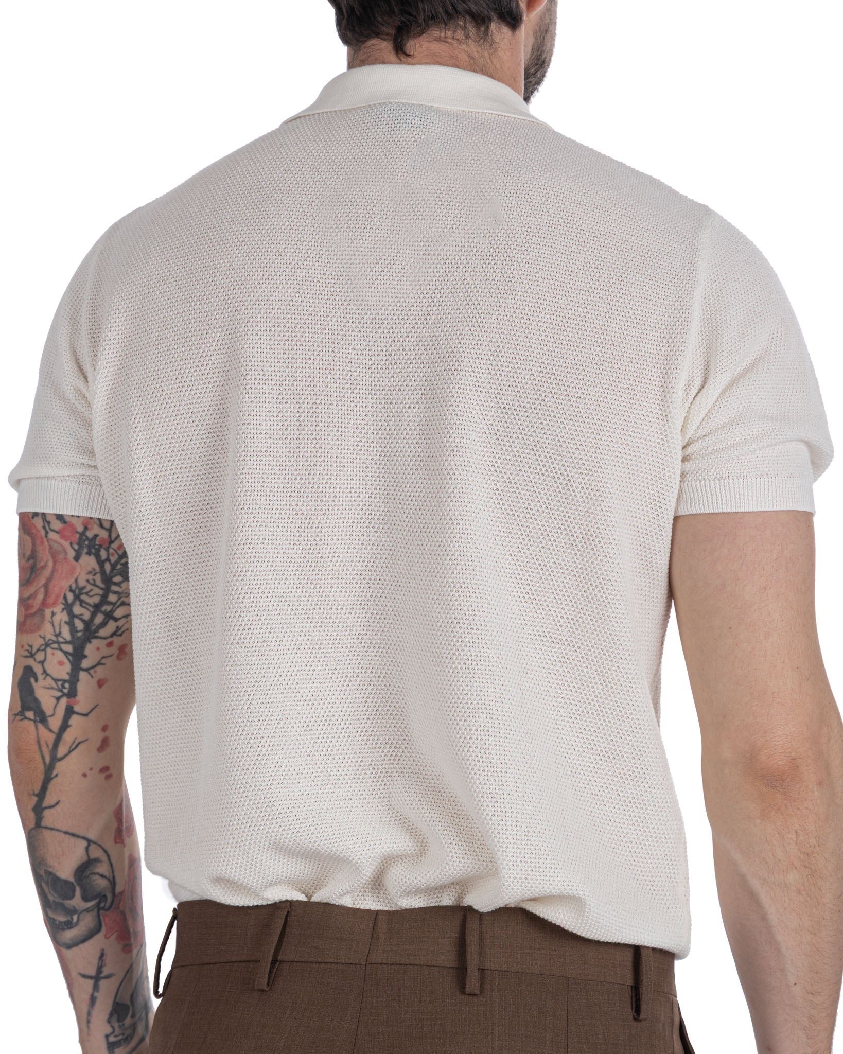 Rod - Cream Honeycomb Knit Polo