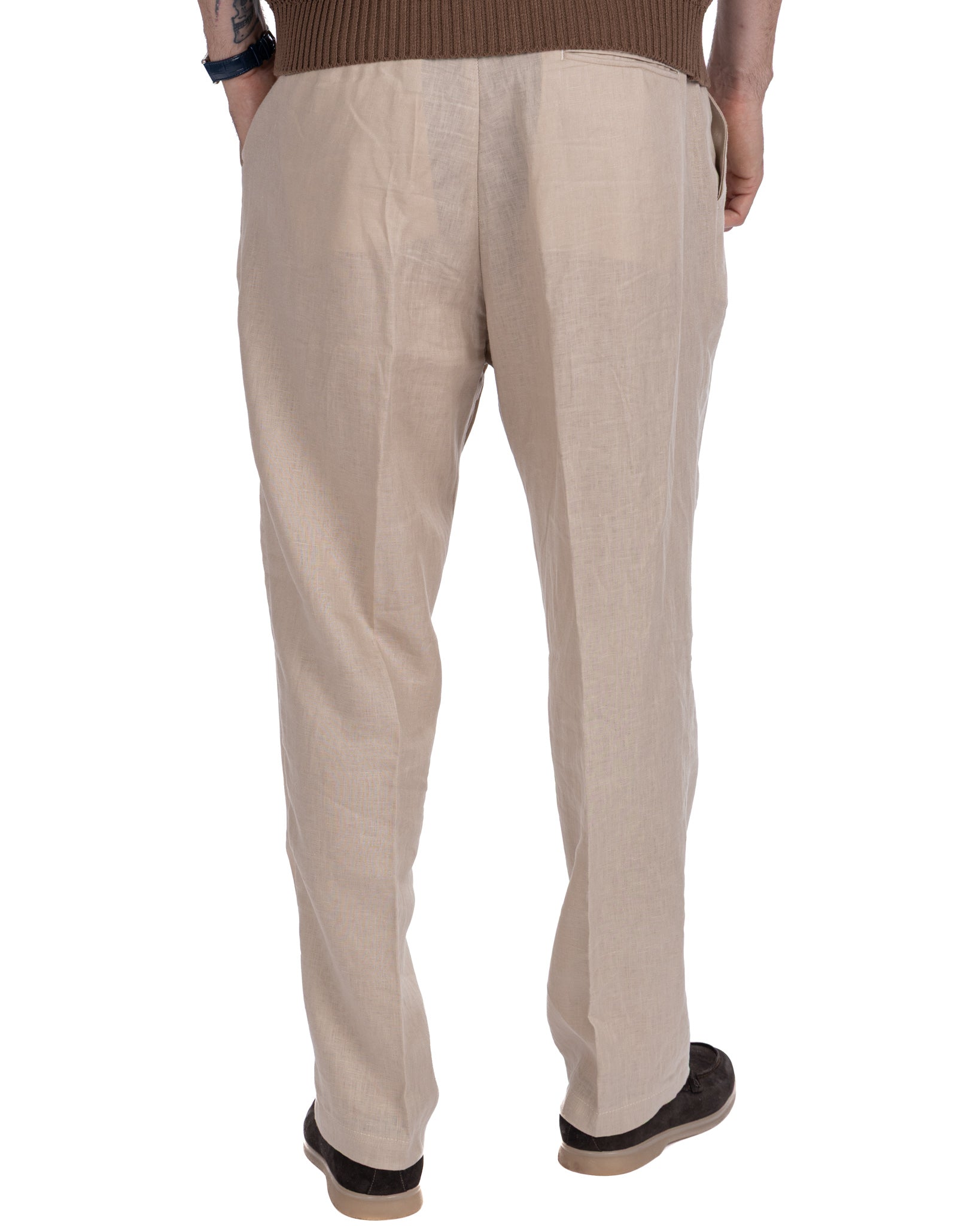 Lucas - wide trousers in pure linen string with pleats