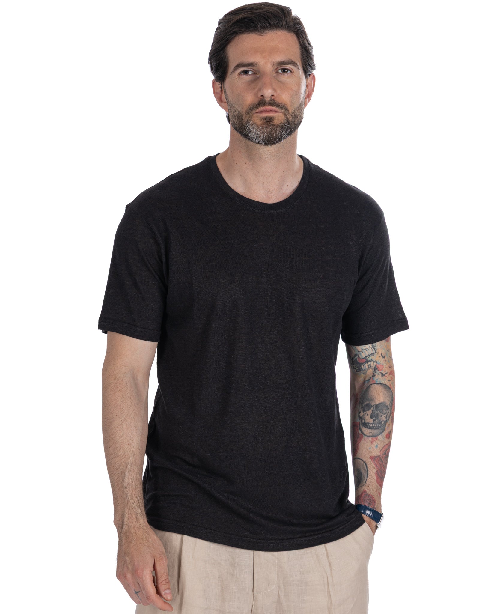 Felix - black linen oversized t-shirt
