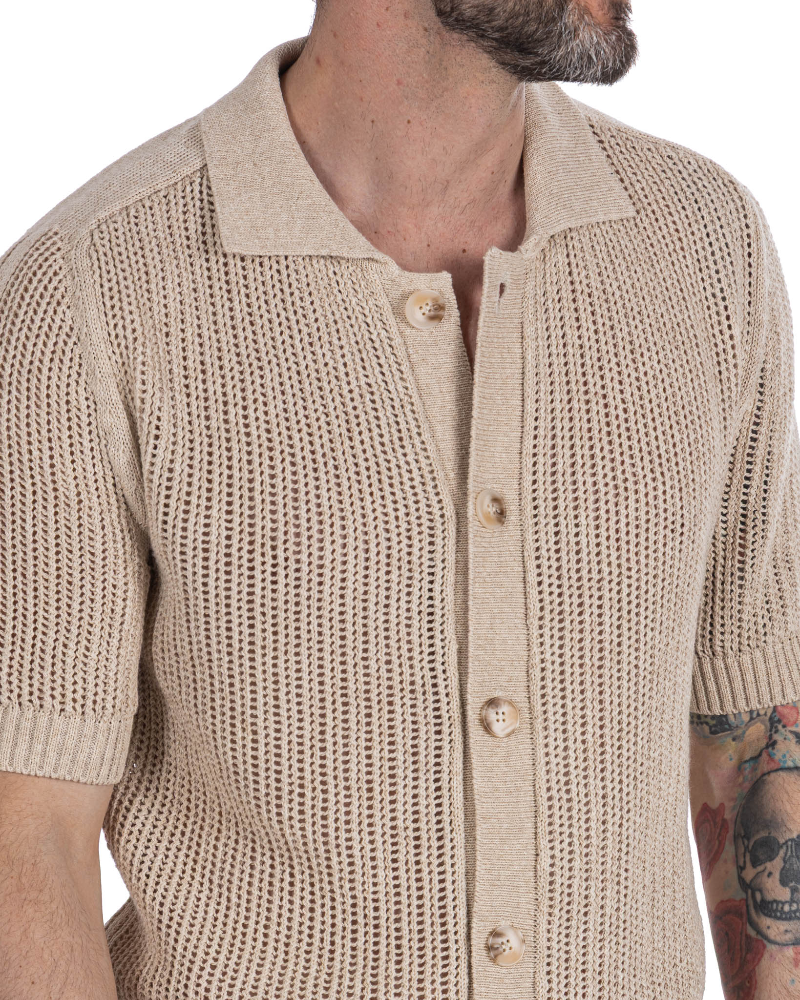 Culebrita - chemise perforée beige