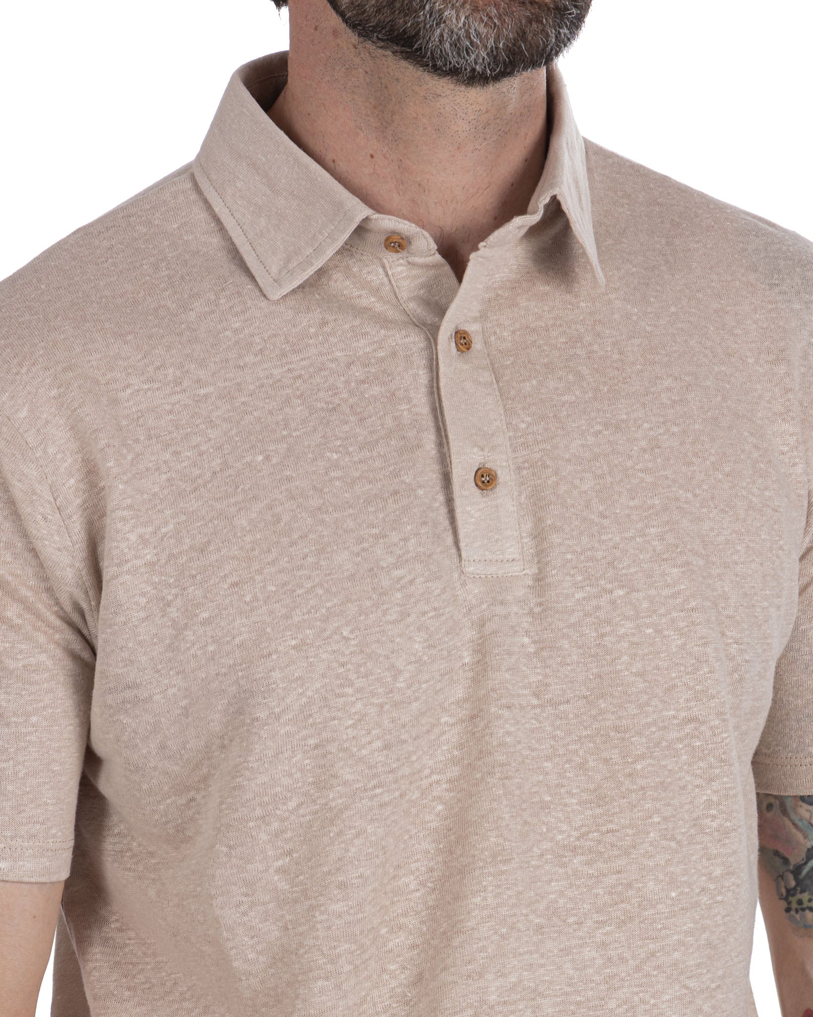 Marcos - polo tricoté en lin beige
