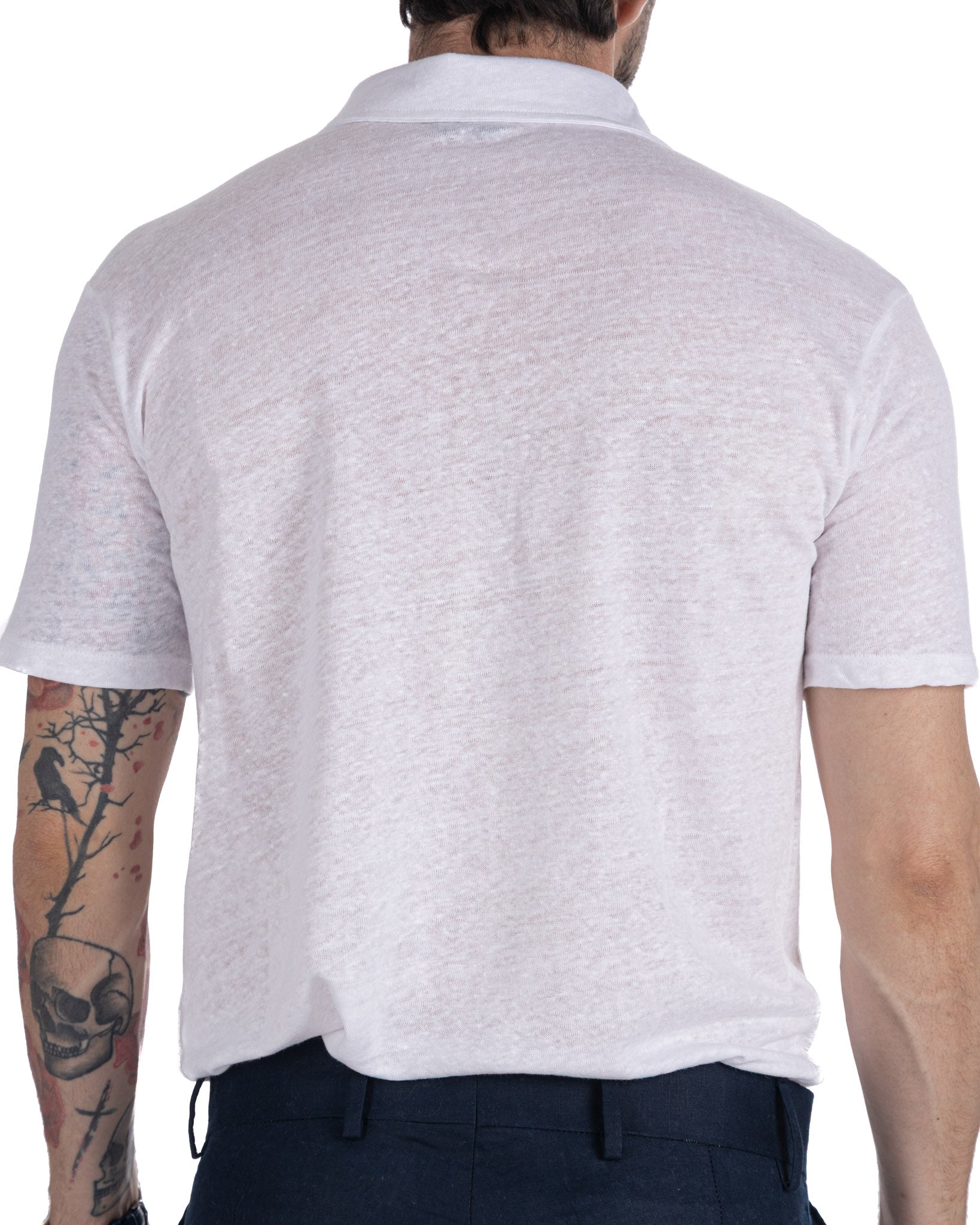 Marcos - polo tricoté en lin blanc