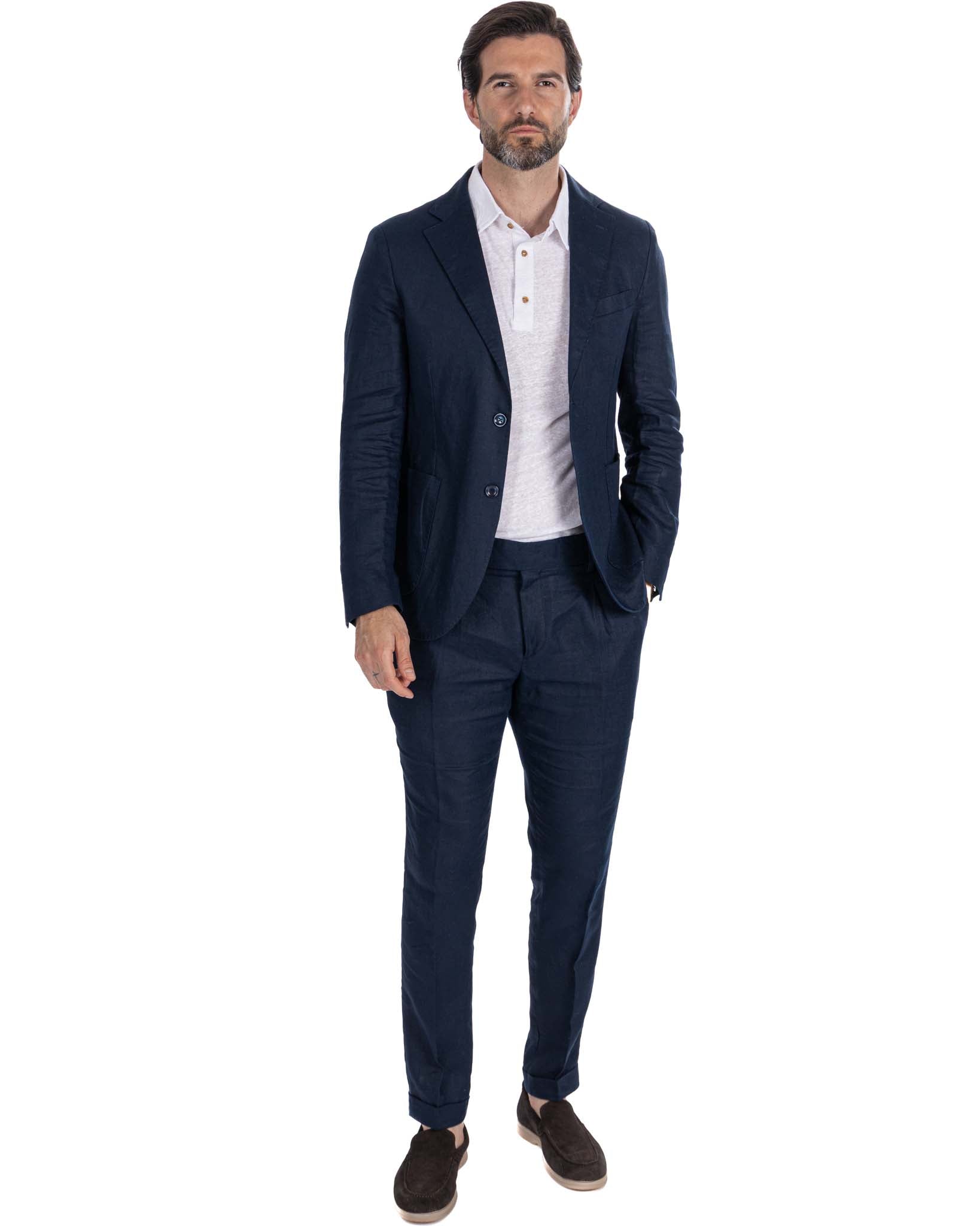 Bitonto - completo in lino blu