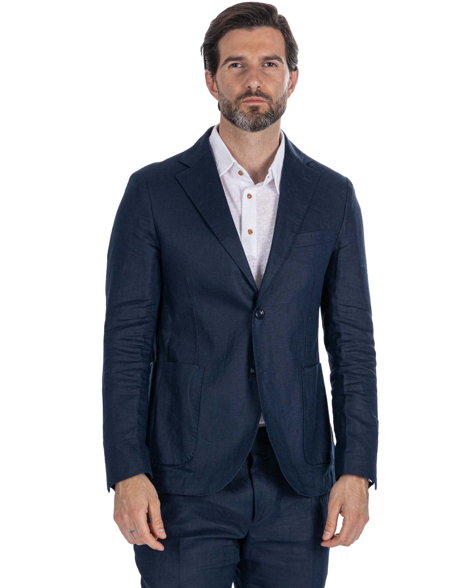 Giacca Narni in puro lino blu