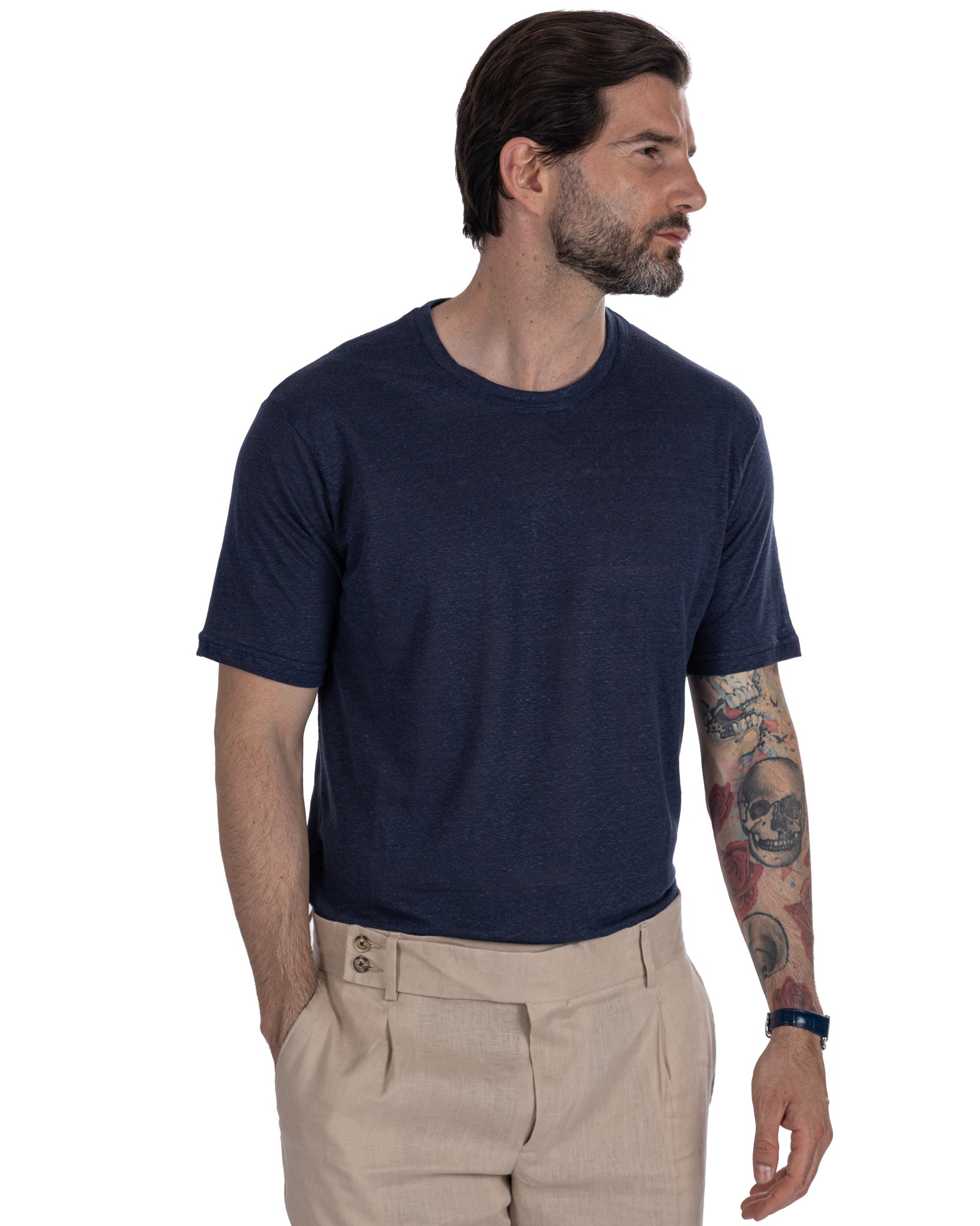 Felix - oversized blue linen t-shirt