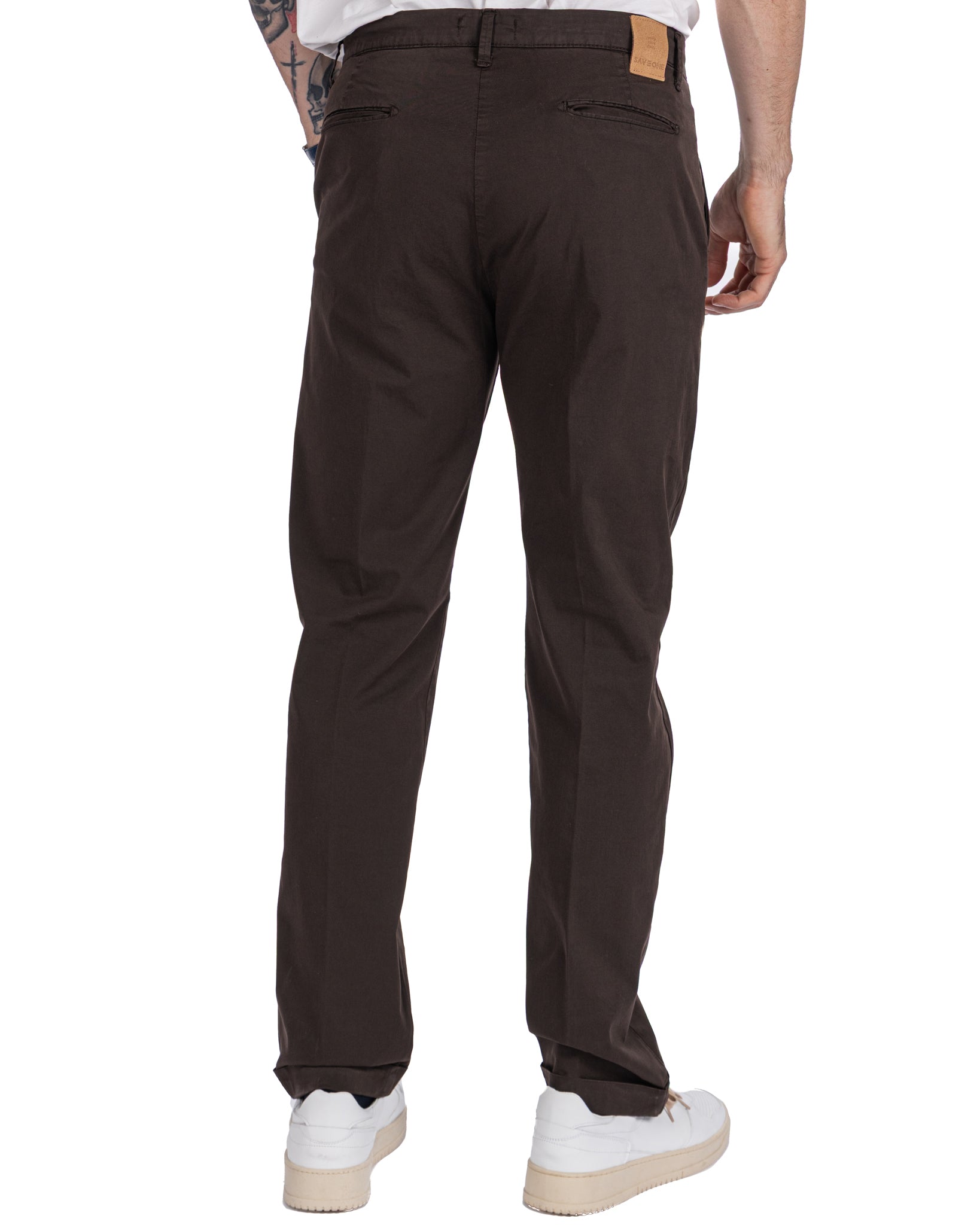Seath - Pantalon large en coton marron foncé