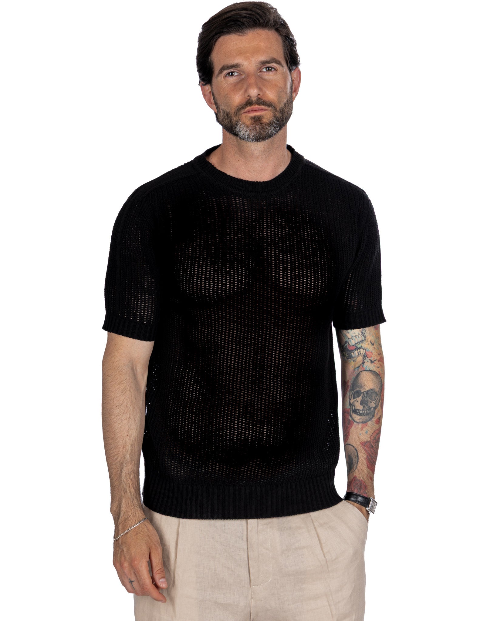 Grigor - black perforated oversized t-shirt