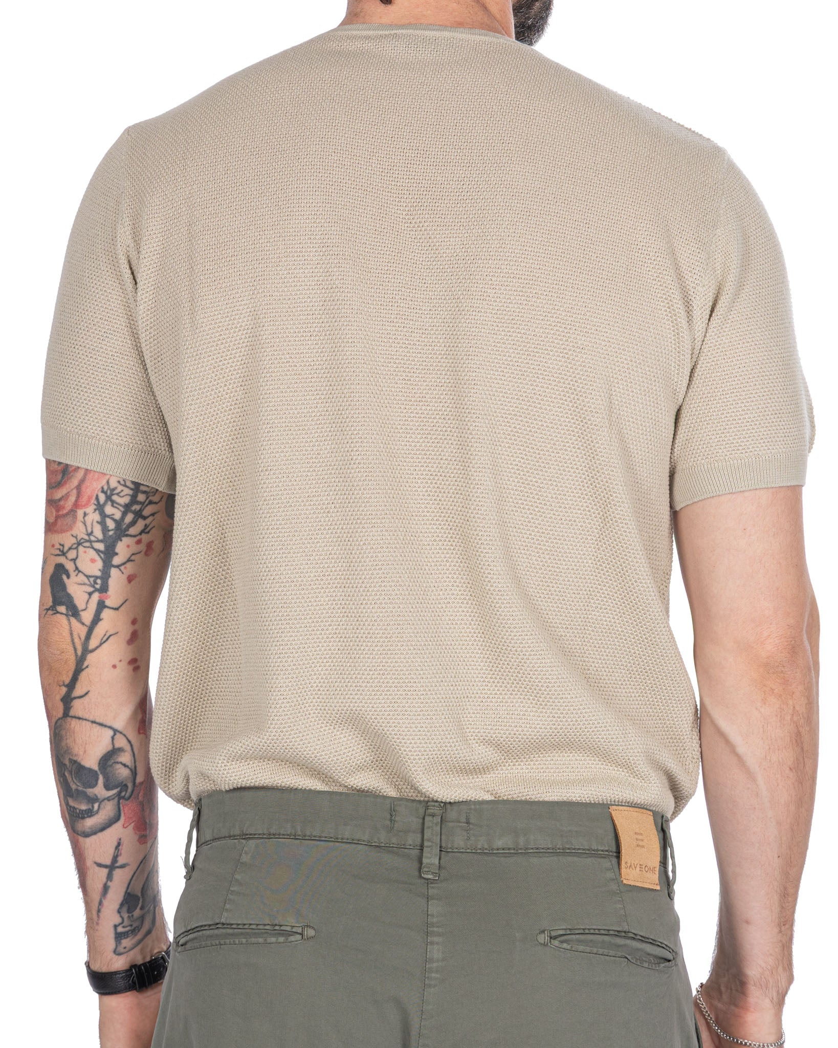 Luciano - cream honeycomb mesh t-shirt