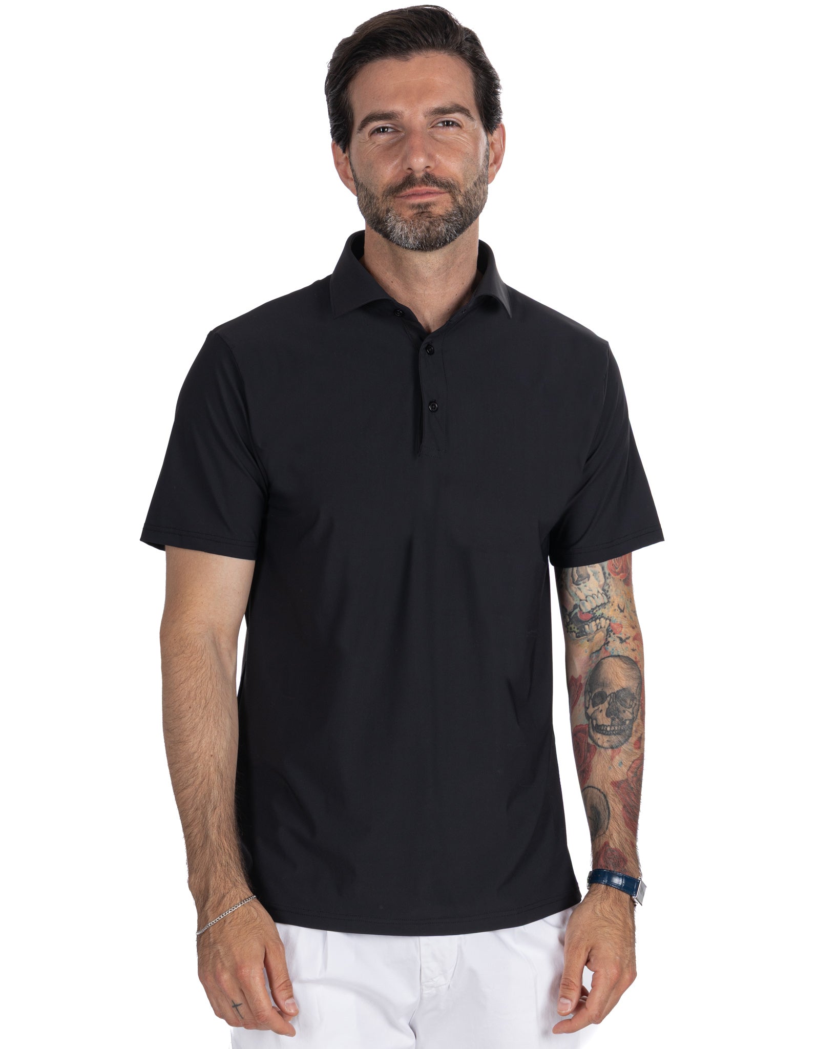Arnold - polo tessuto travel nera