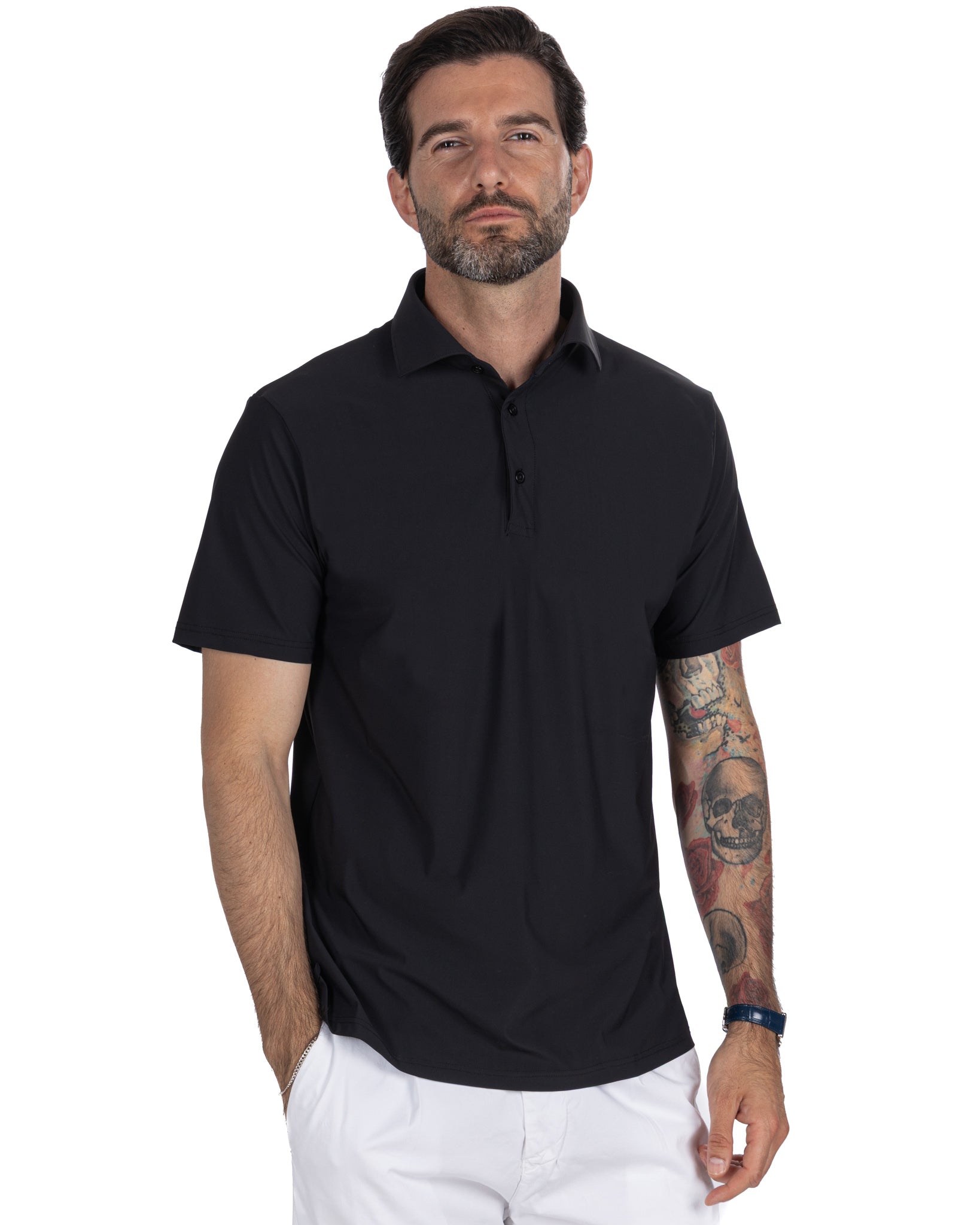 Arnold - polo tessuto travel nera