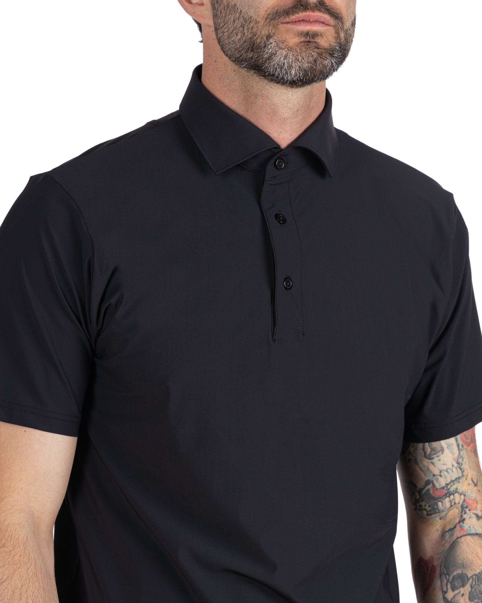 Arnold - polo tessuto travel nera