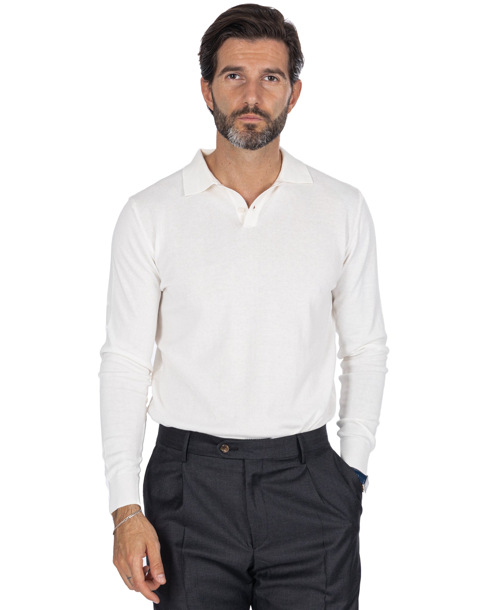 Andrey white cotton polo
