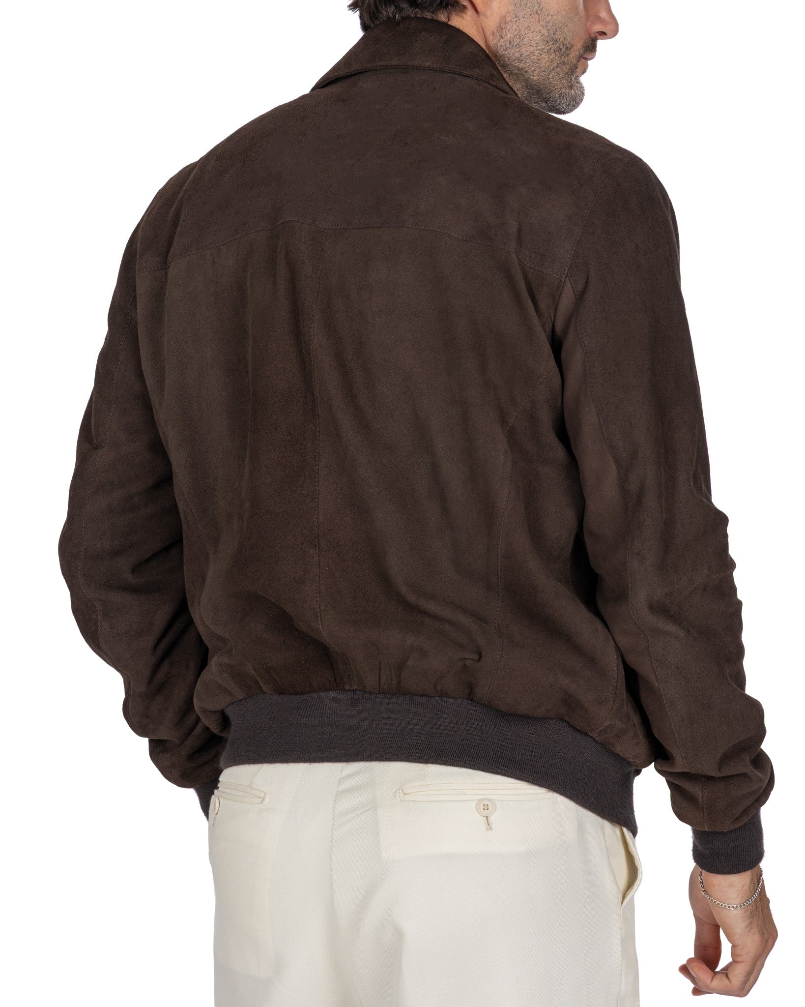 Veste zippée en daim marron foncé