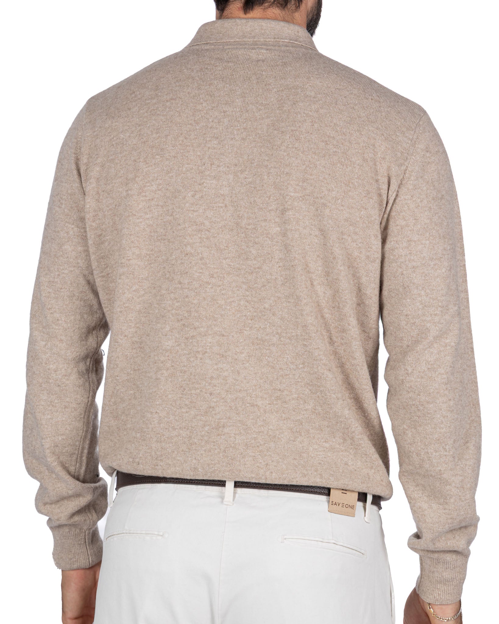Polo en cachemire mélangé beige tigre