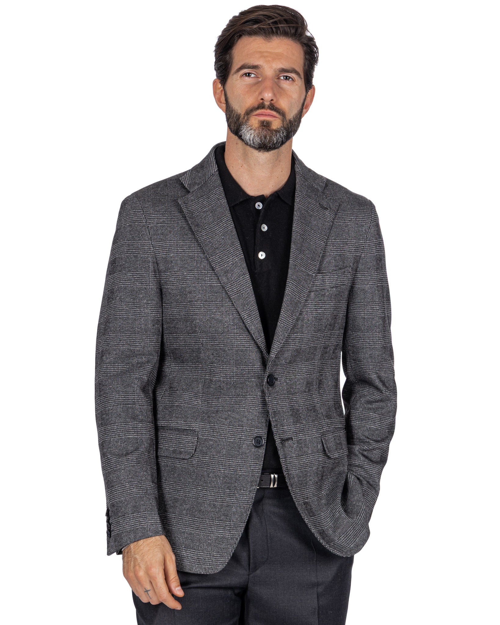Veste à carreaux anthracite Orson
