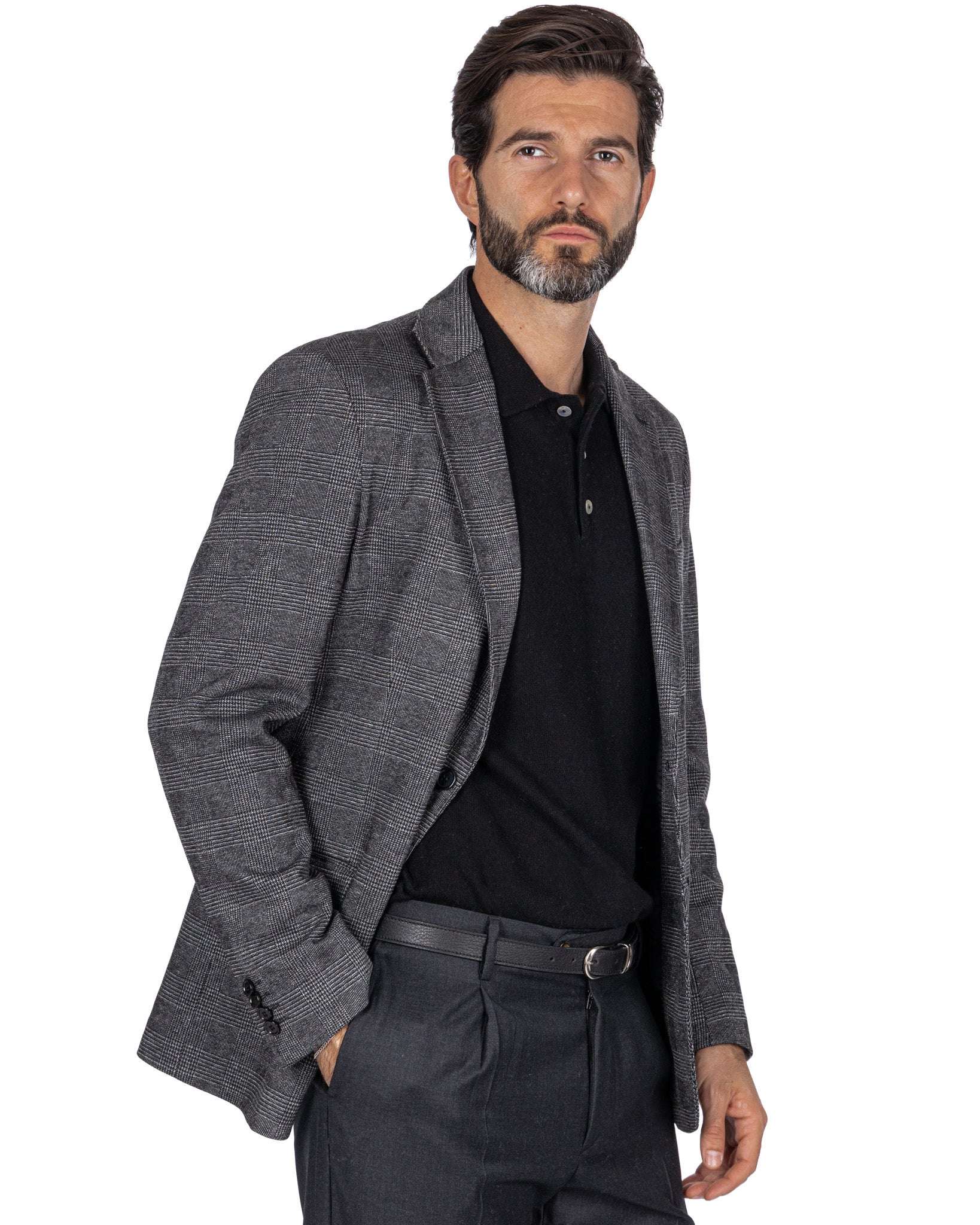 Veste à carreaux anthracite Orson