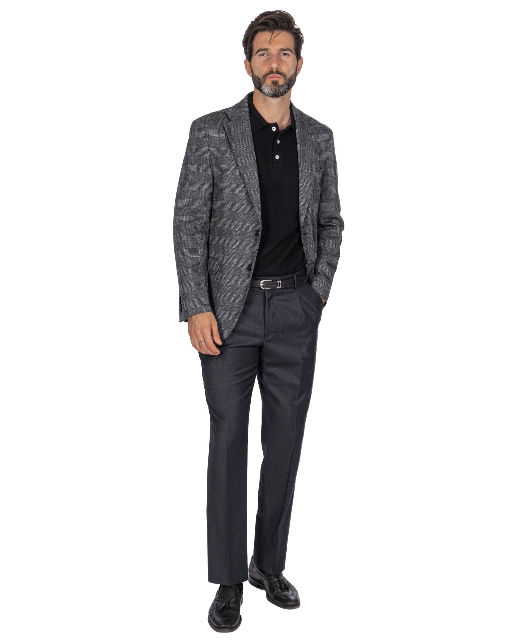 Veste à carreaux anthracite Orson