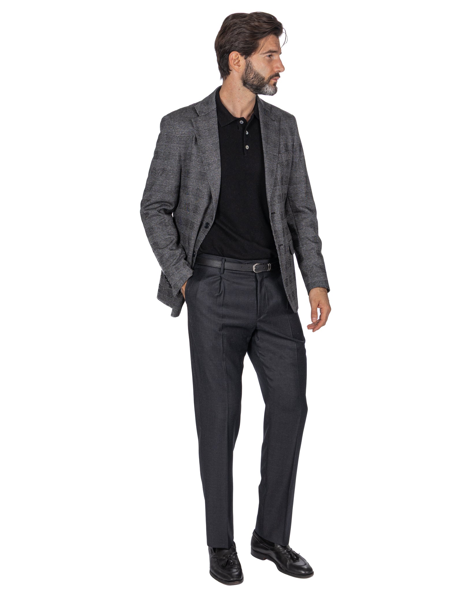 Veste à carreaux anthracite Orson