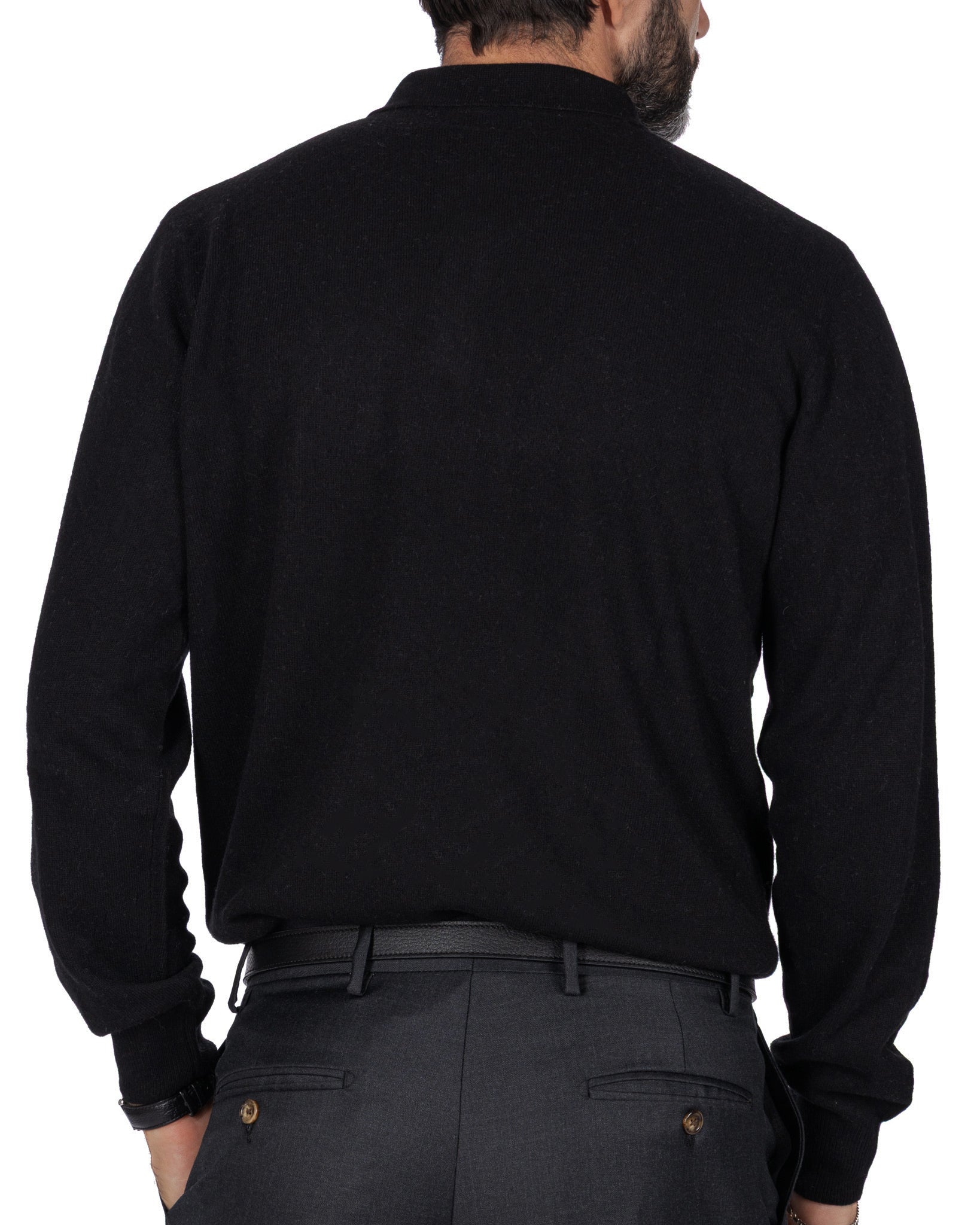 Polo Tigre en mélange de cachemire noir