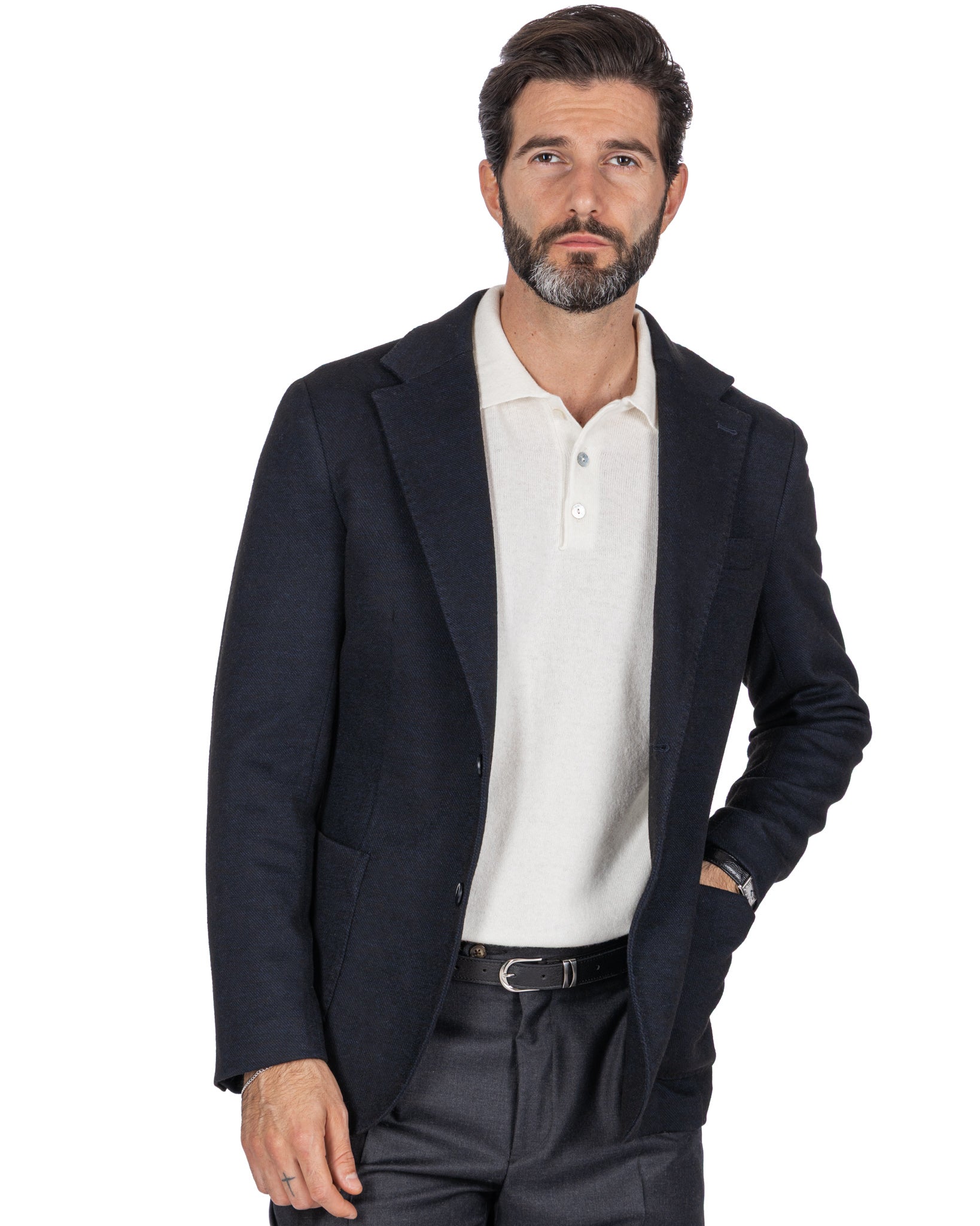 Ayrton jacket in blue twill