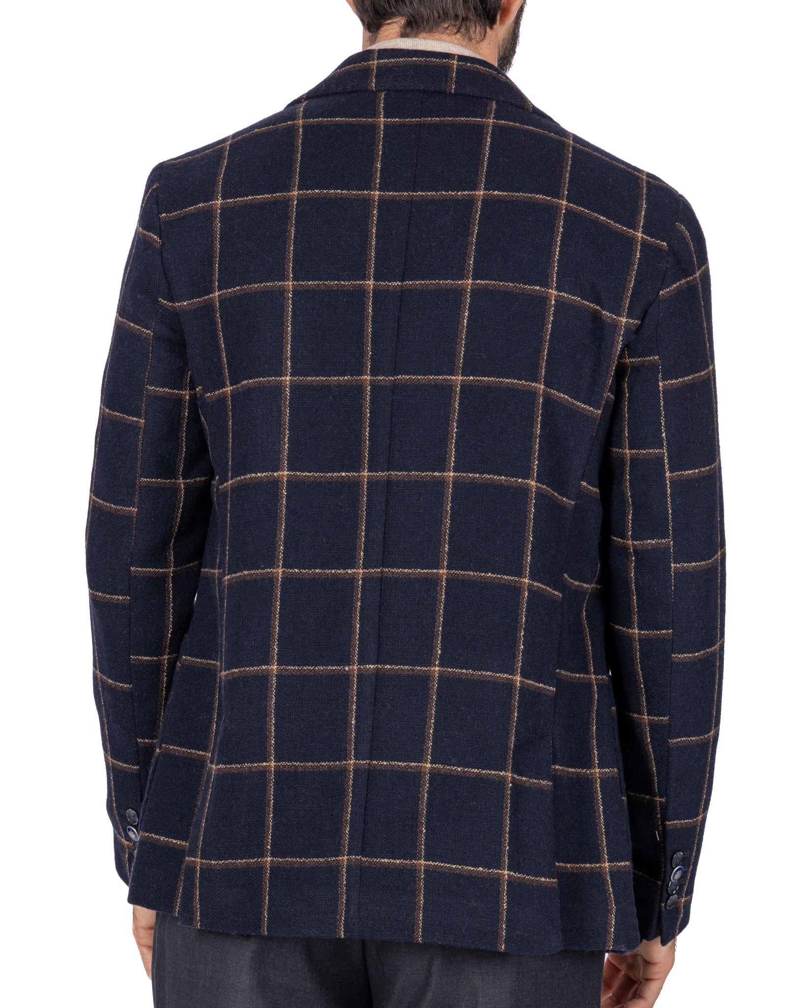 Veste croisée Fuji à carreaux bleus