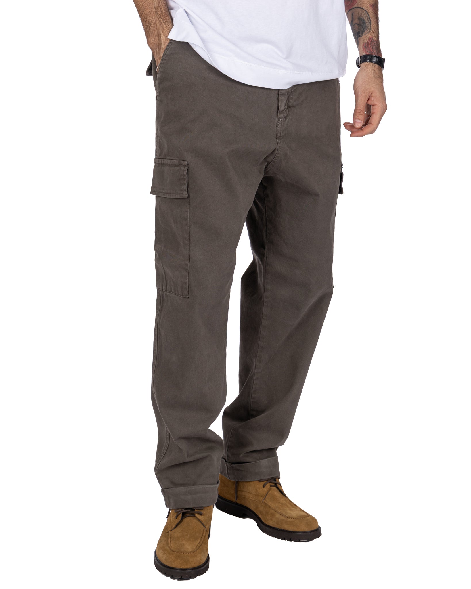 Pantalone cargo Kodak in cotone fango