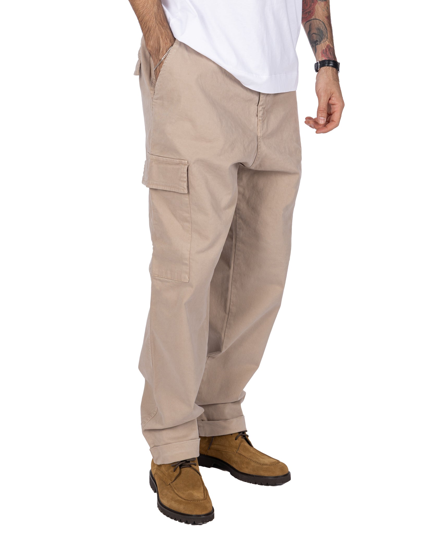 Pantalone cargo Kodak in cotone beige