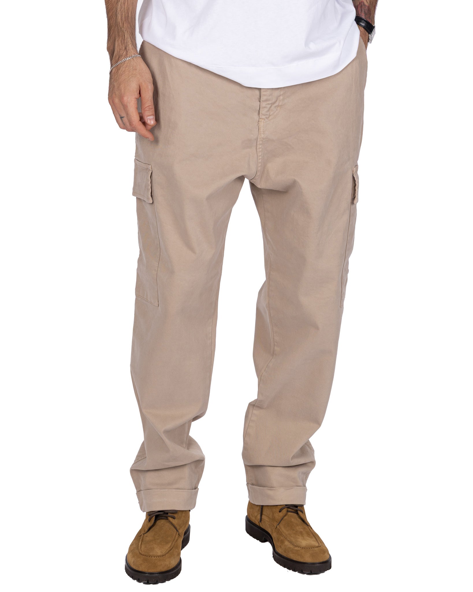 Pantalone cargo Kodak in cotone beige