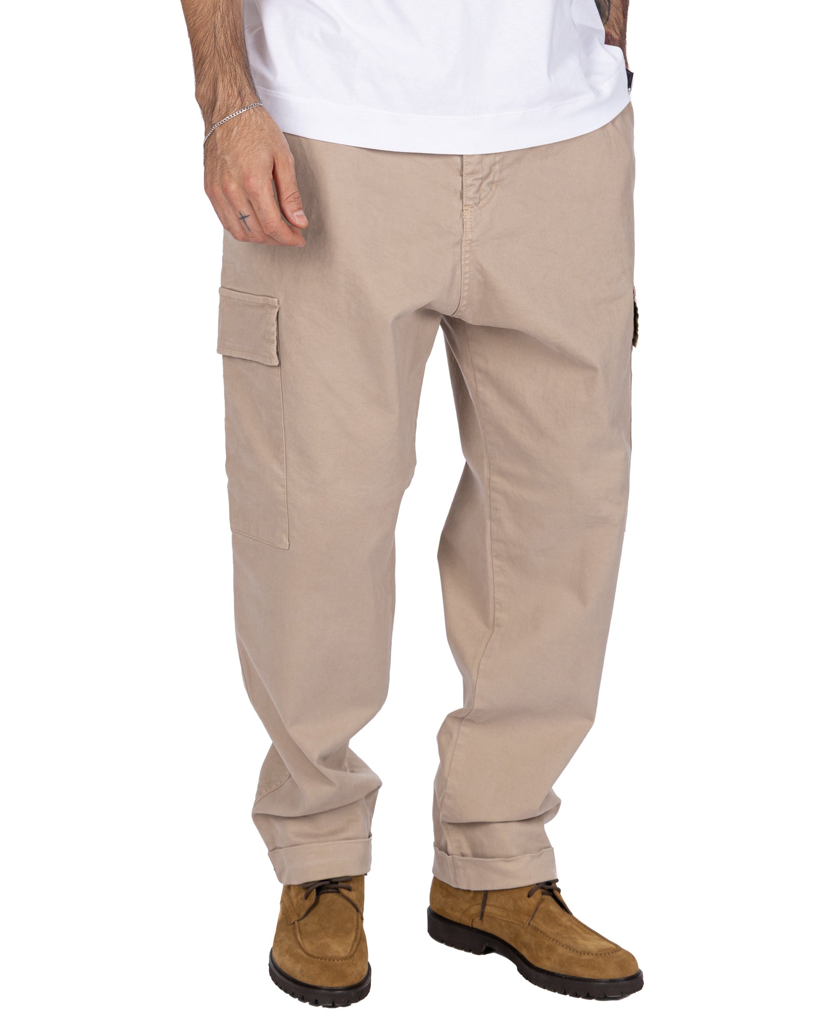 Pantalone cargo Kodak in cotone beige