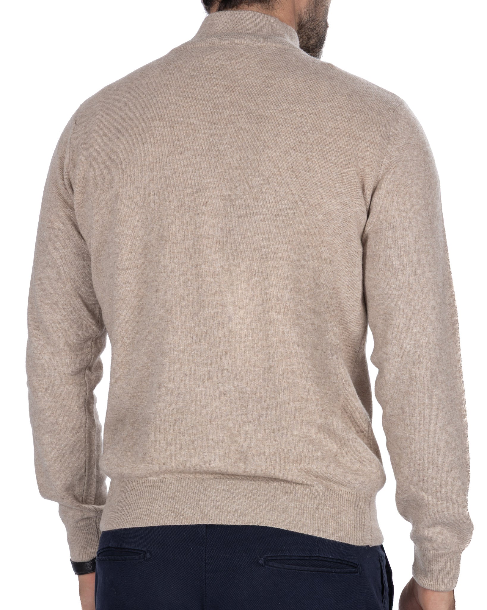 Pull col roulé zippé Rory en mélange cachemire sable