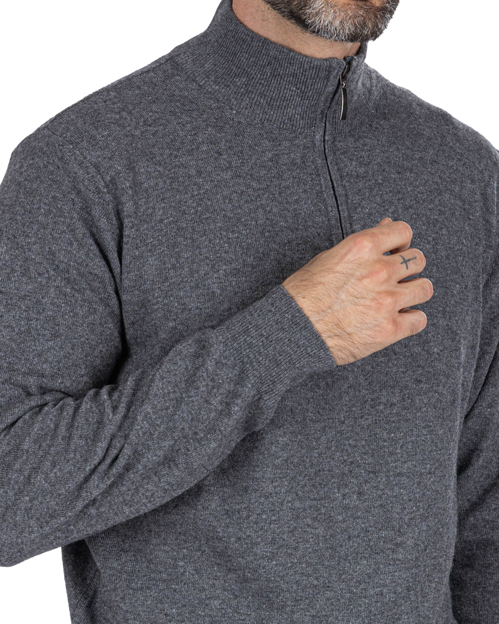 Rory zip-up turtleneck in anthracite cashmere blend