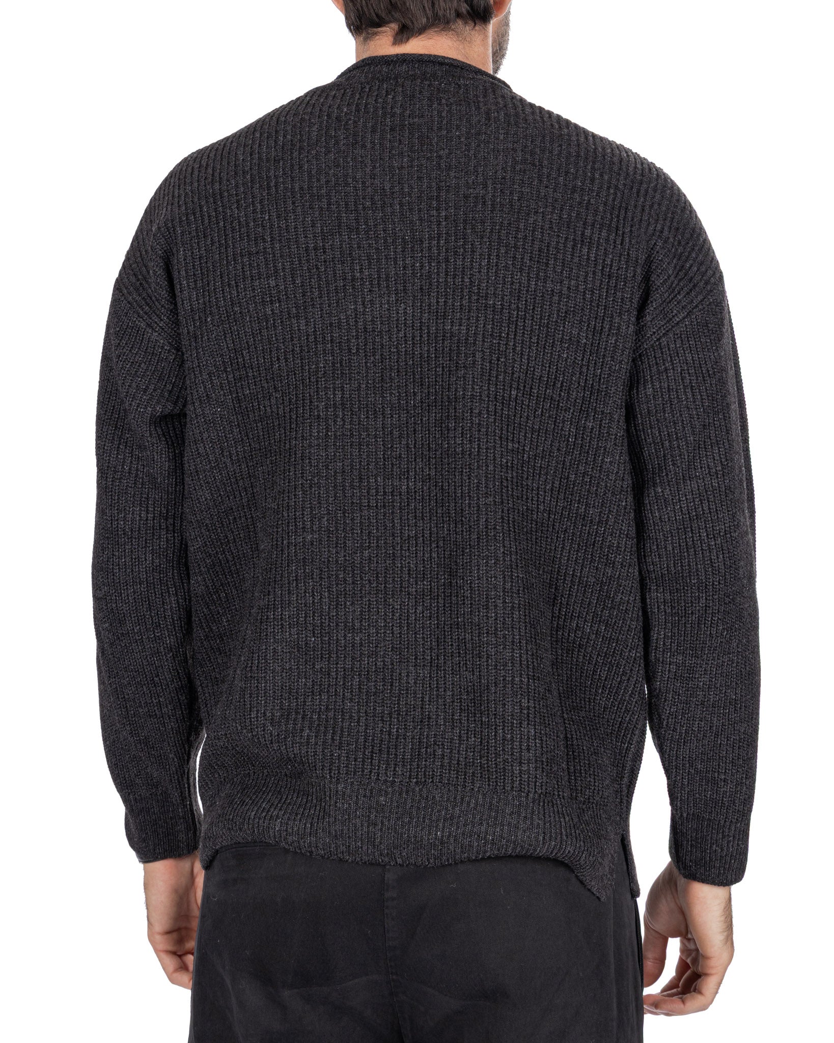 Pull ras du cou côtelé anthracite Sven
