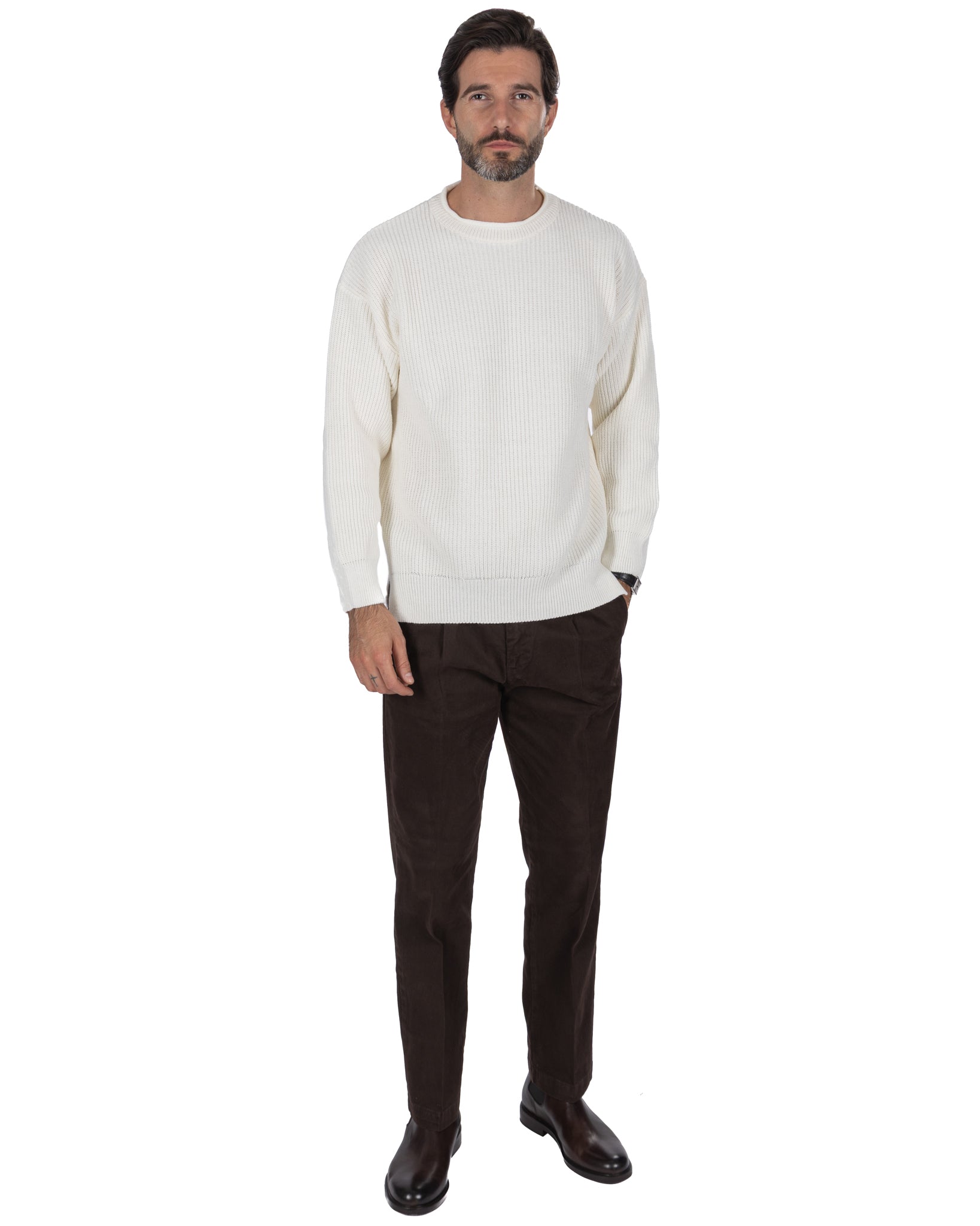 Sven cream ribbed crewneck