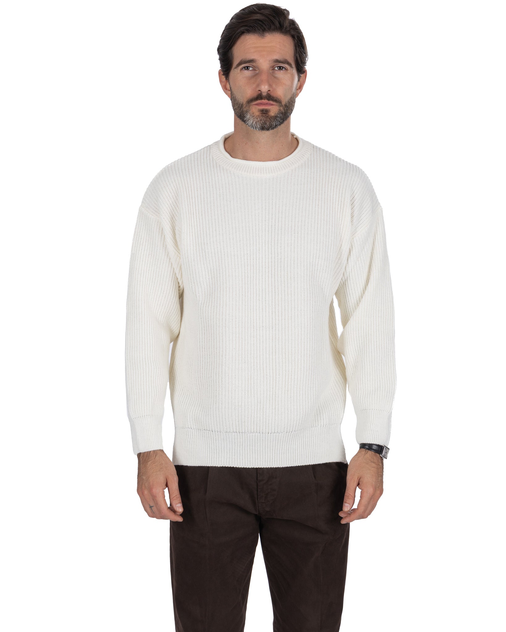 Sven cream ribbed crewneck