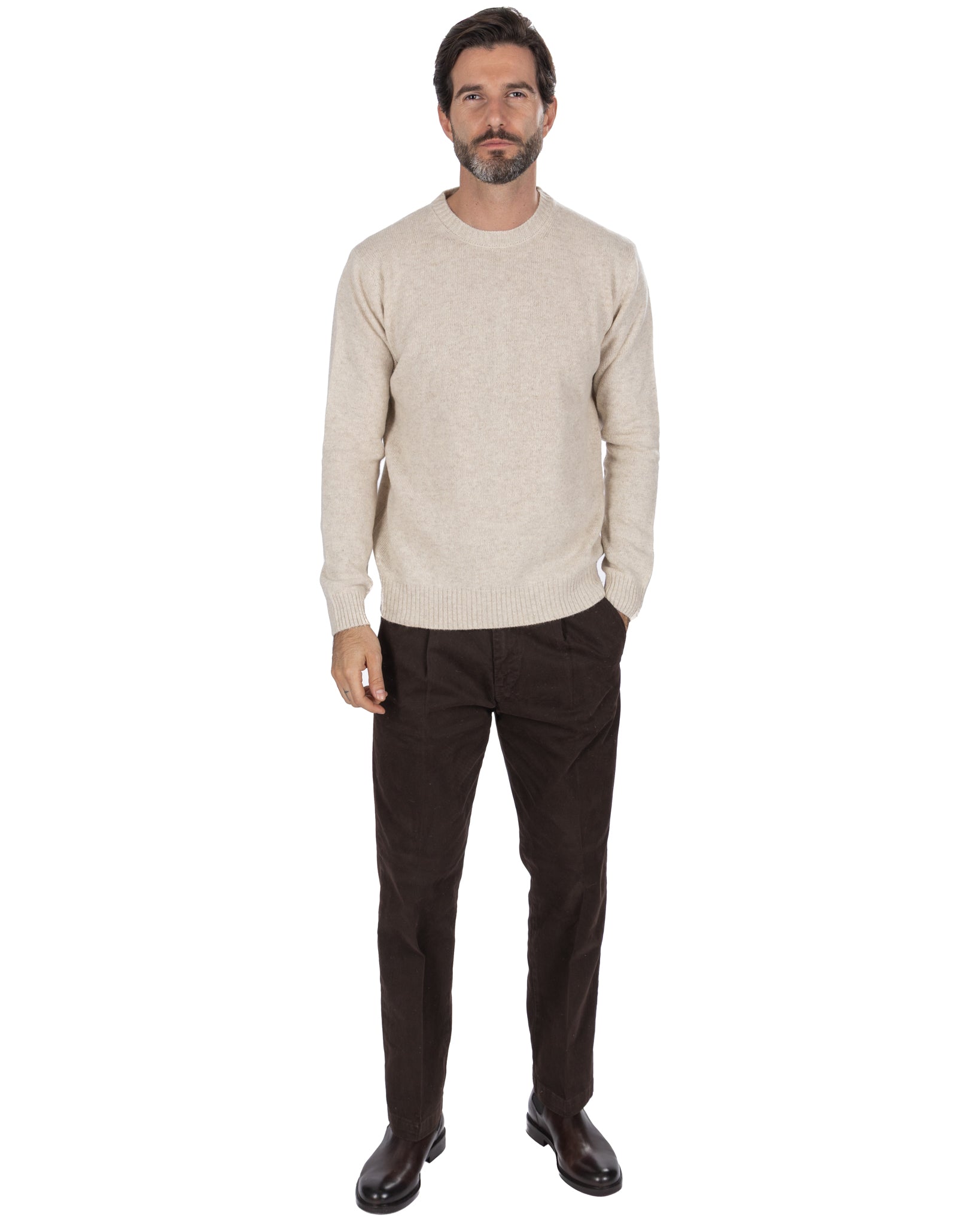Etna crewneck in sand wool blend