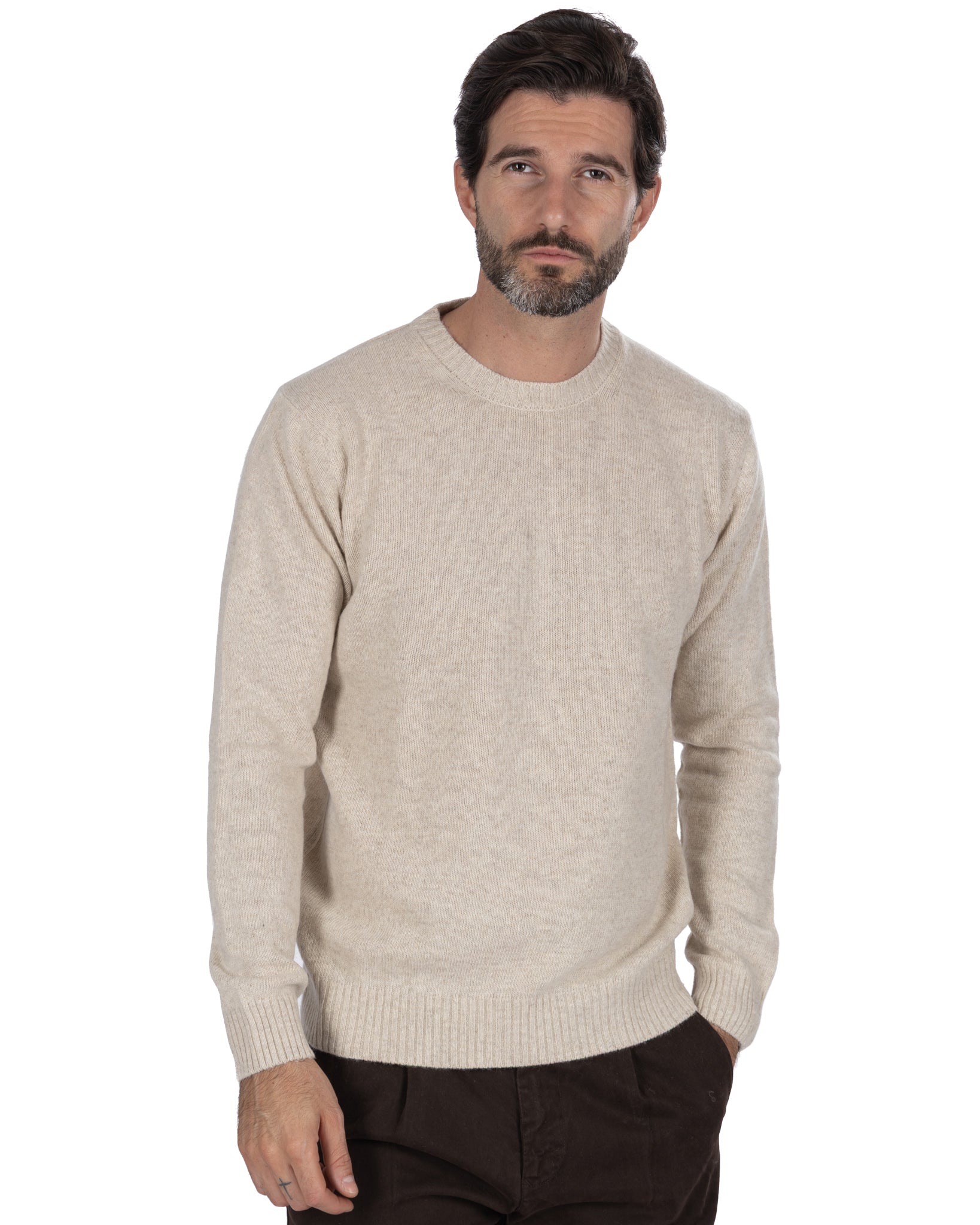 Etna crewneck in sand wool blend