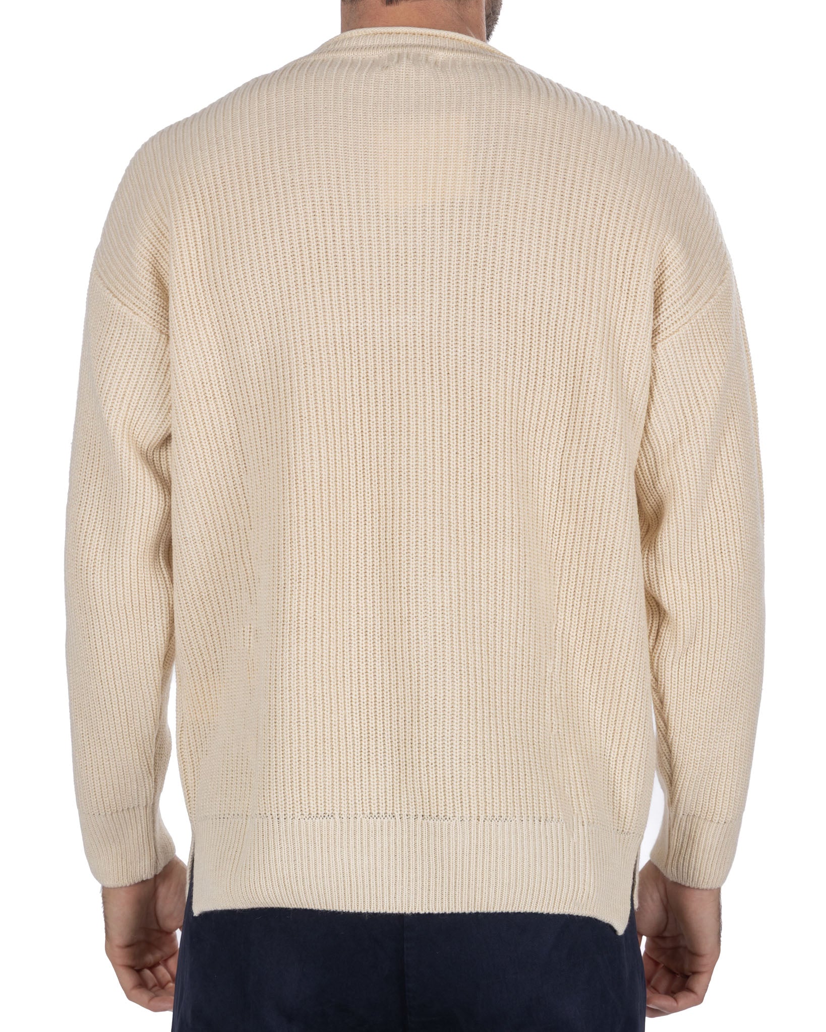 Pull ras du cou côtelé beige Sven