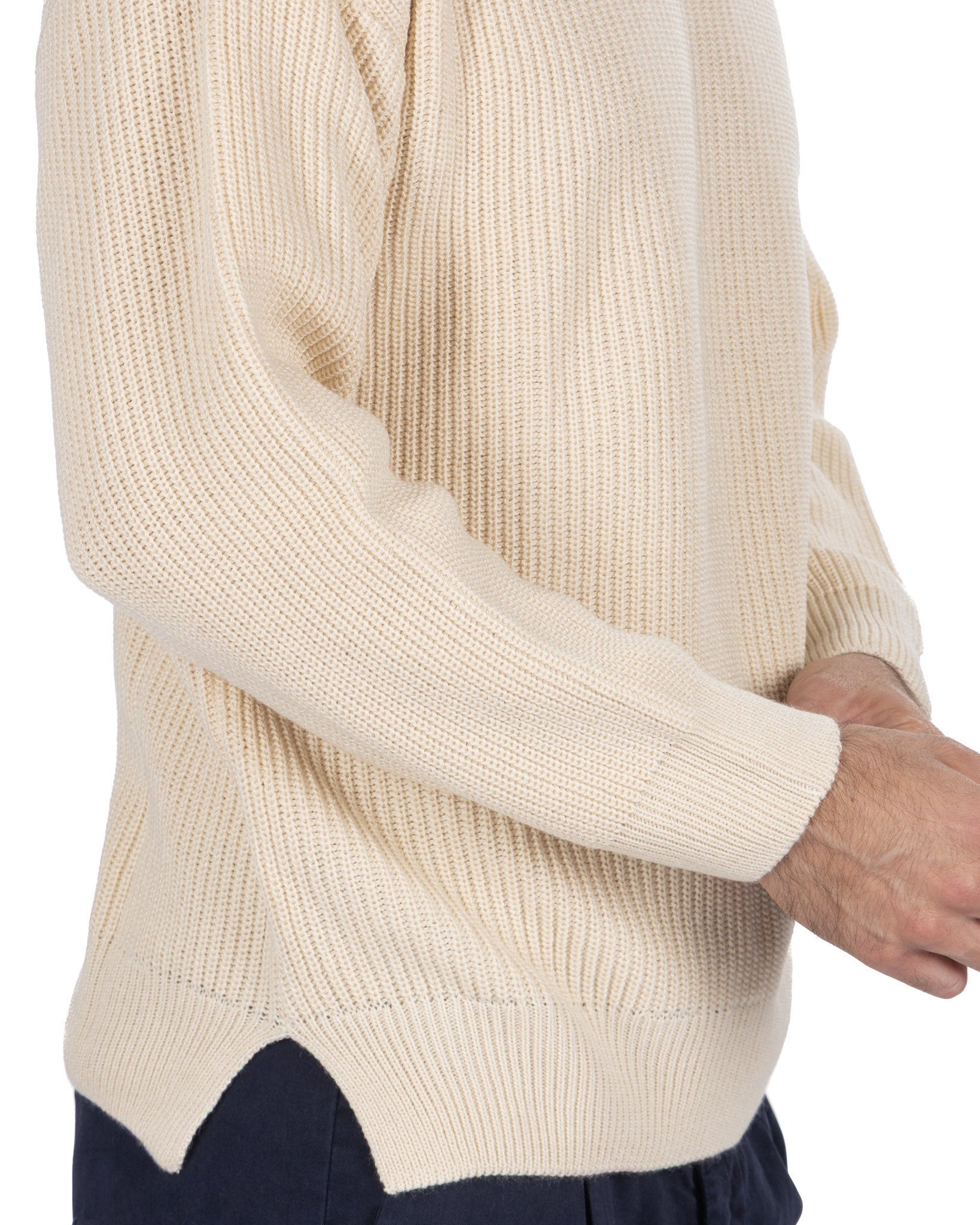 Pull ras du cou côtelé beige Sven