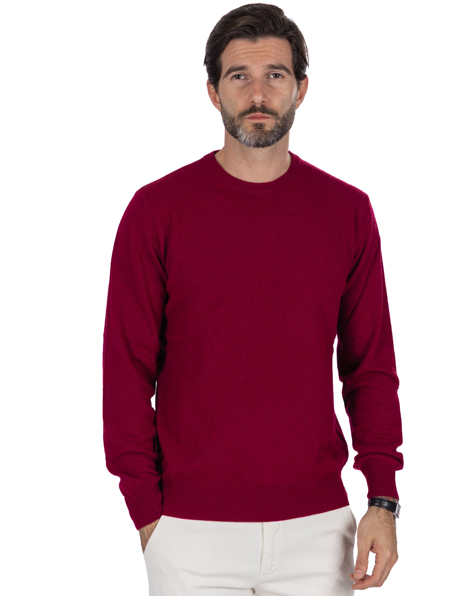 Dustin Crewneck in Burgundy Cashmere Blend