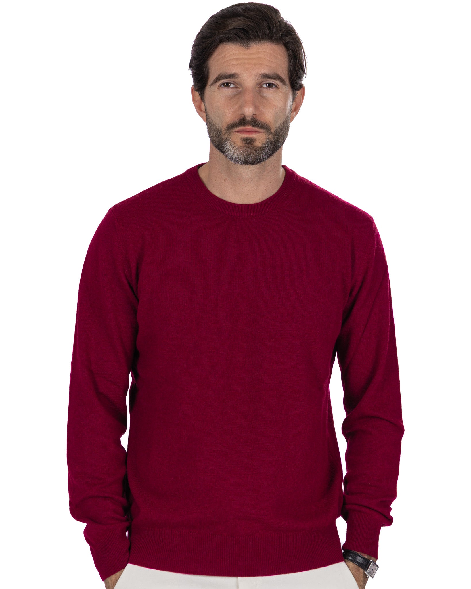 Dustin Crewneck in Burgundy Cashmere Blend