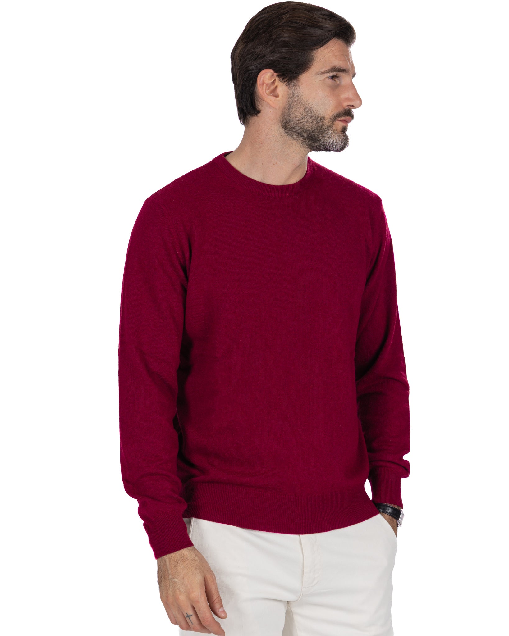 Dustin Crewneck in Burgundy Cashmere Blend