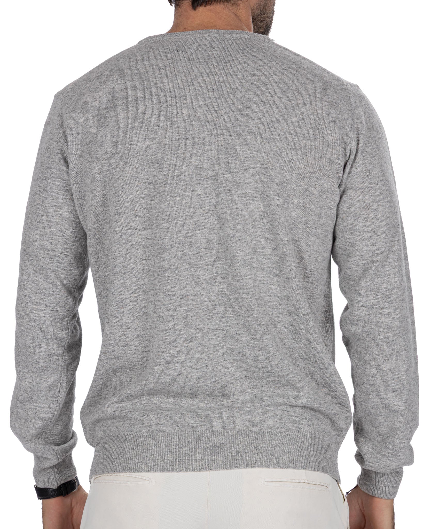 Taal Crewneck in Grey Cashmere Blend Stripes